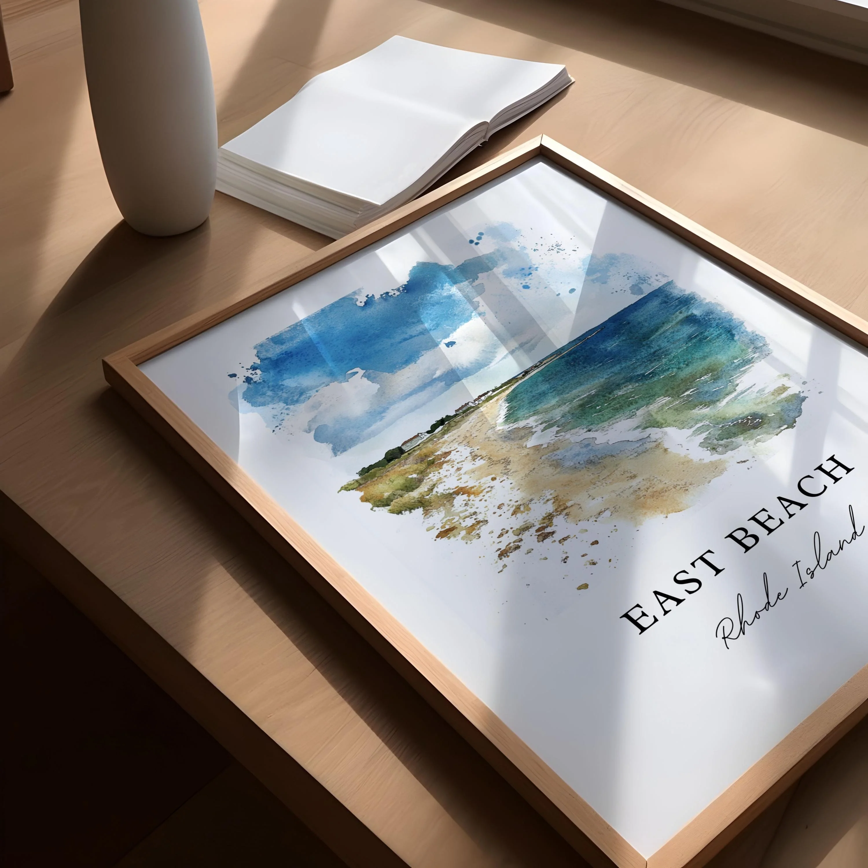 East Beach, RI, USA – Watercolor Art Print - Image 3