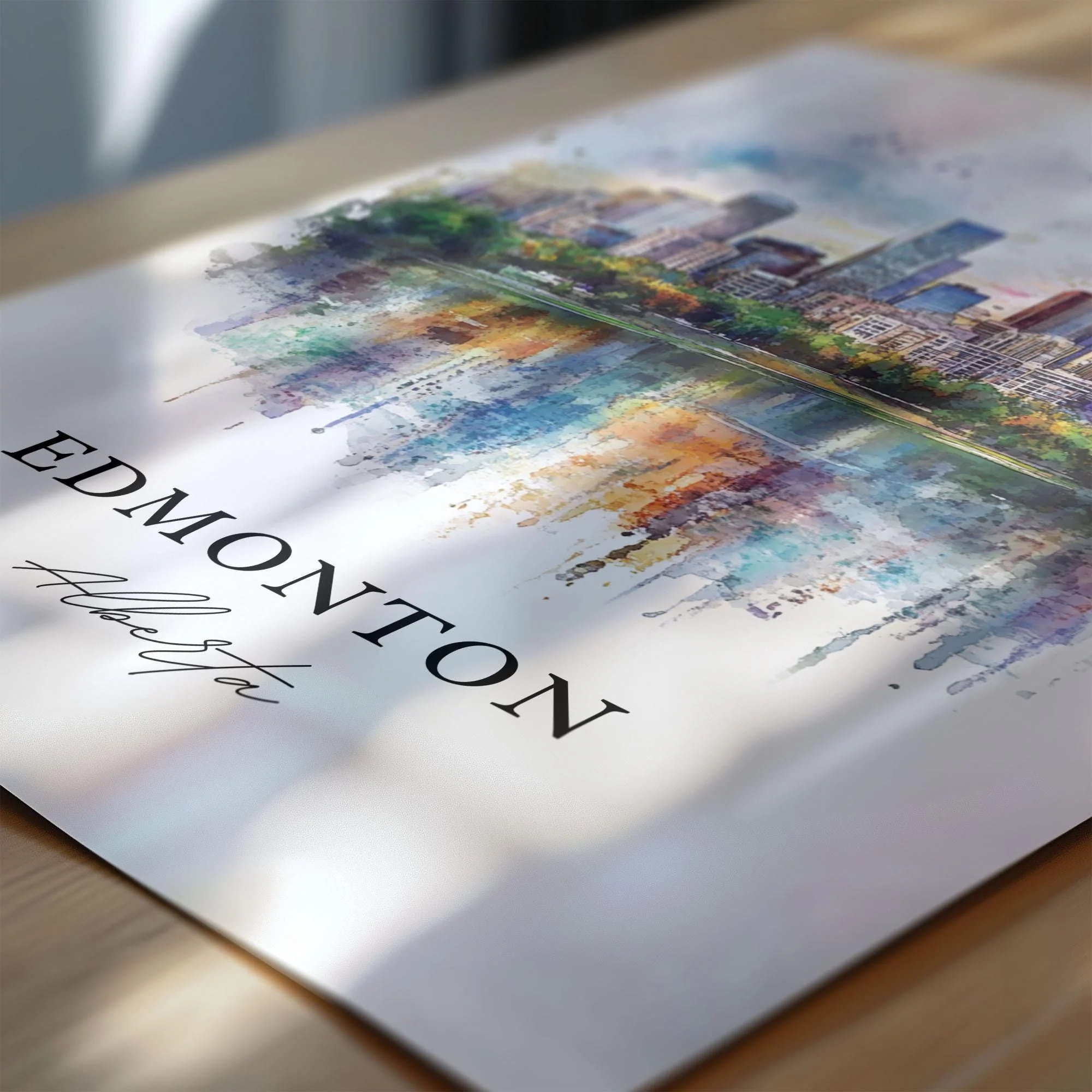 Edmonton, Canada – Watercolor Art Print - Image 2