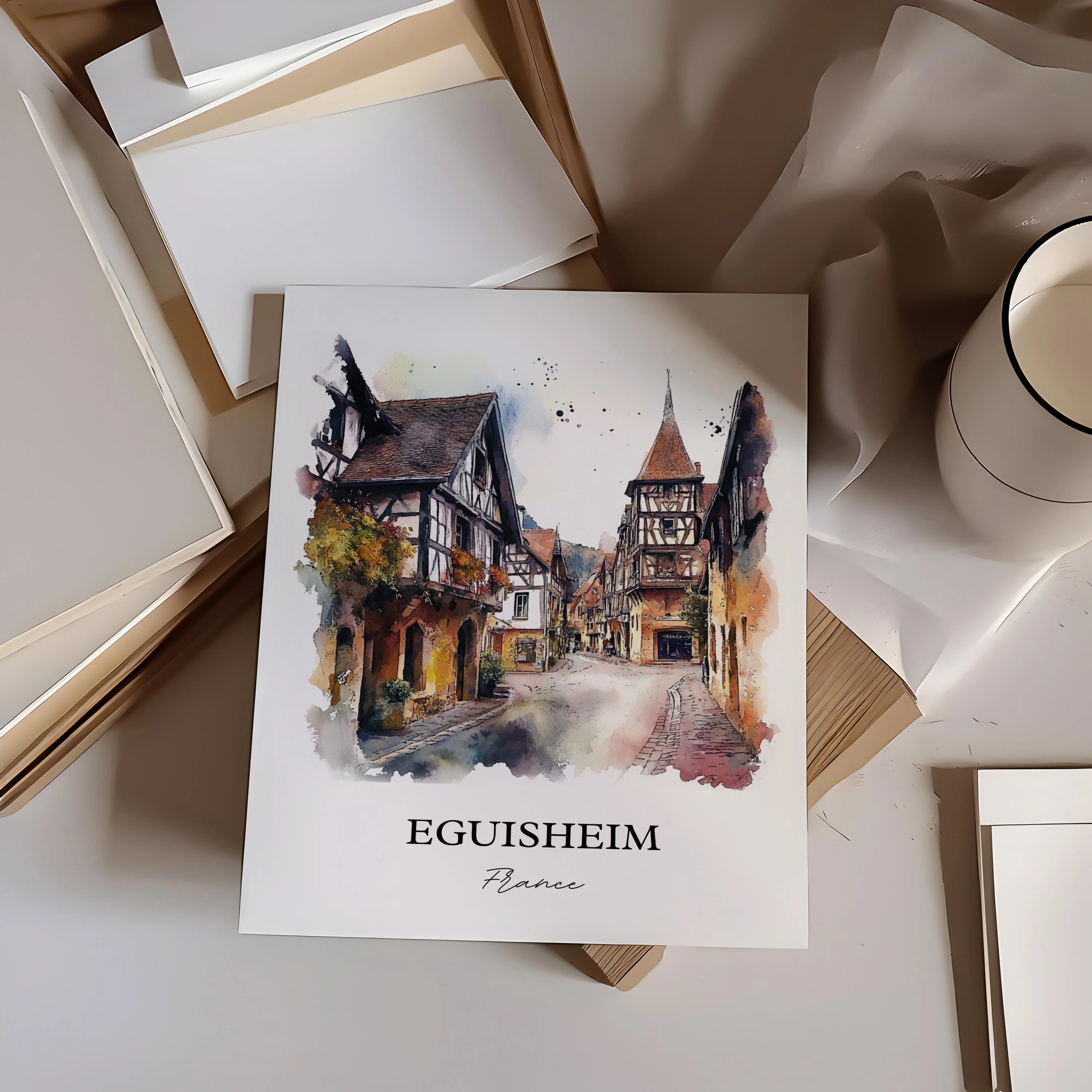 Eguisheim, France – Watercolor Art Print - Image 3