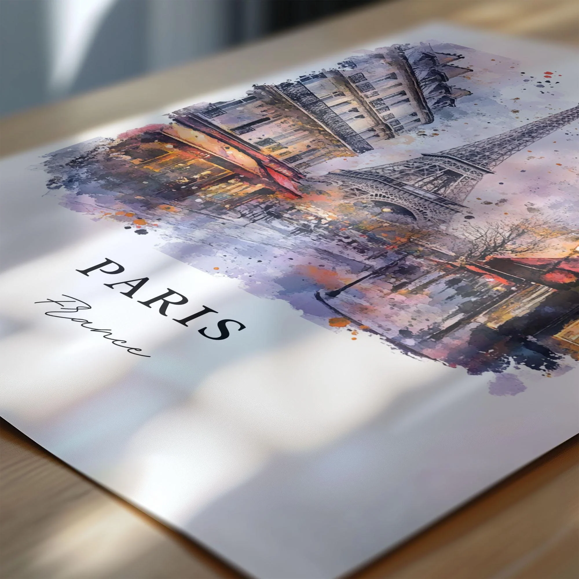 Eiffel Tower, Paris, France – Watercolor Art Print - Image 2