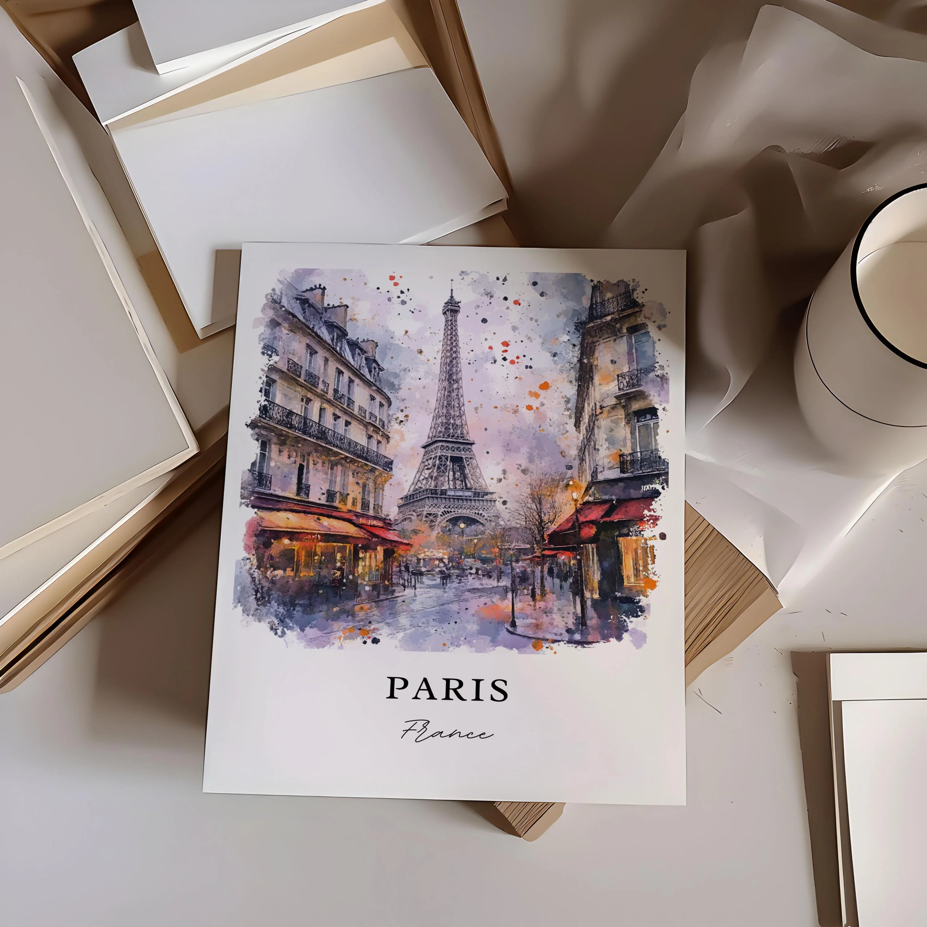Eiffel Tower, Paris, France – Watercolor Art Print - Image 4