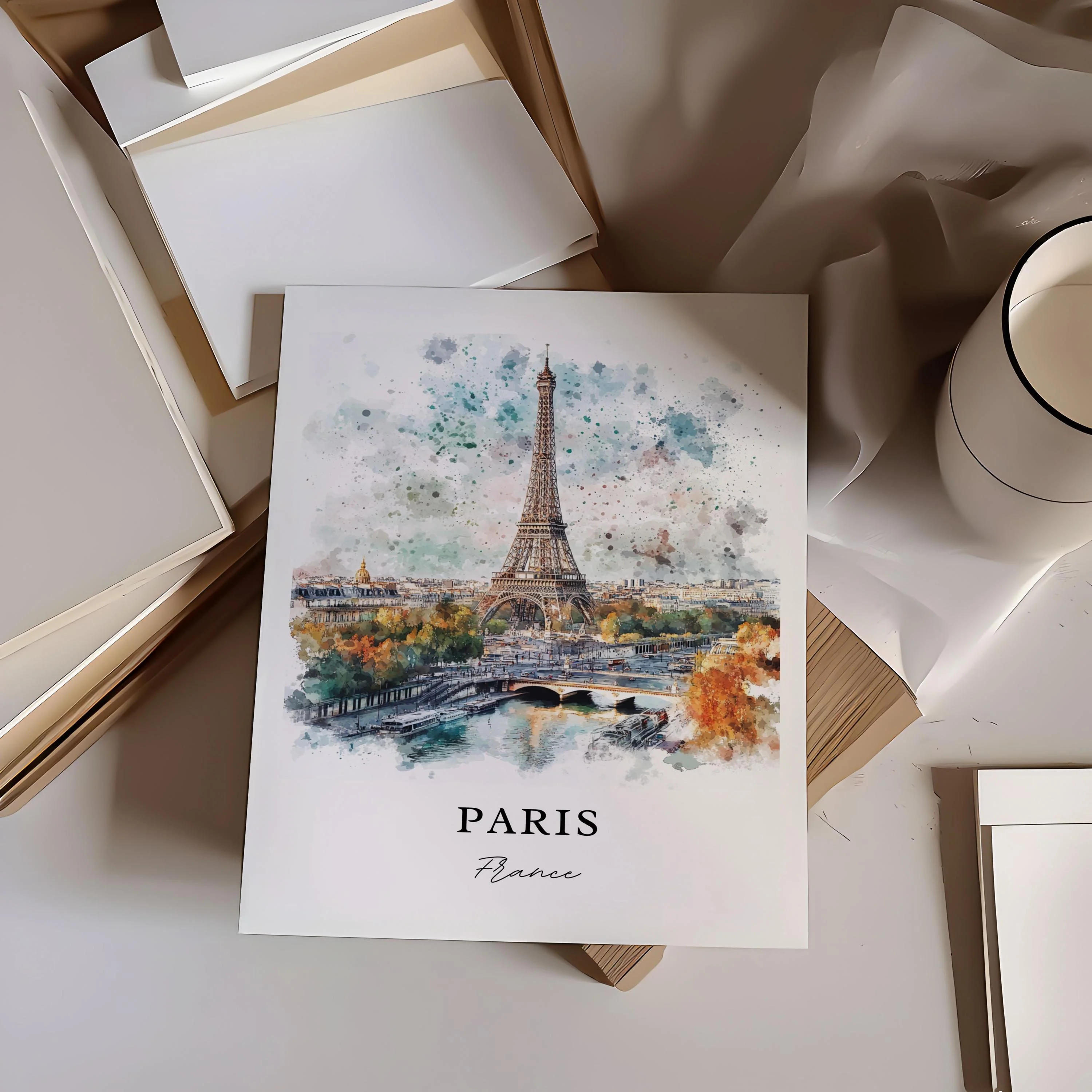 Eiffel Tower, France – Watercolor Art Print - Image 4