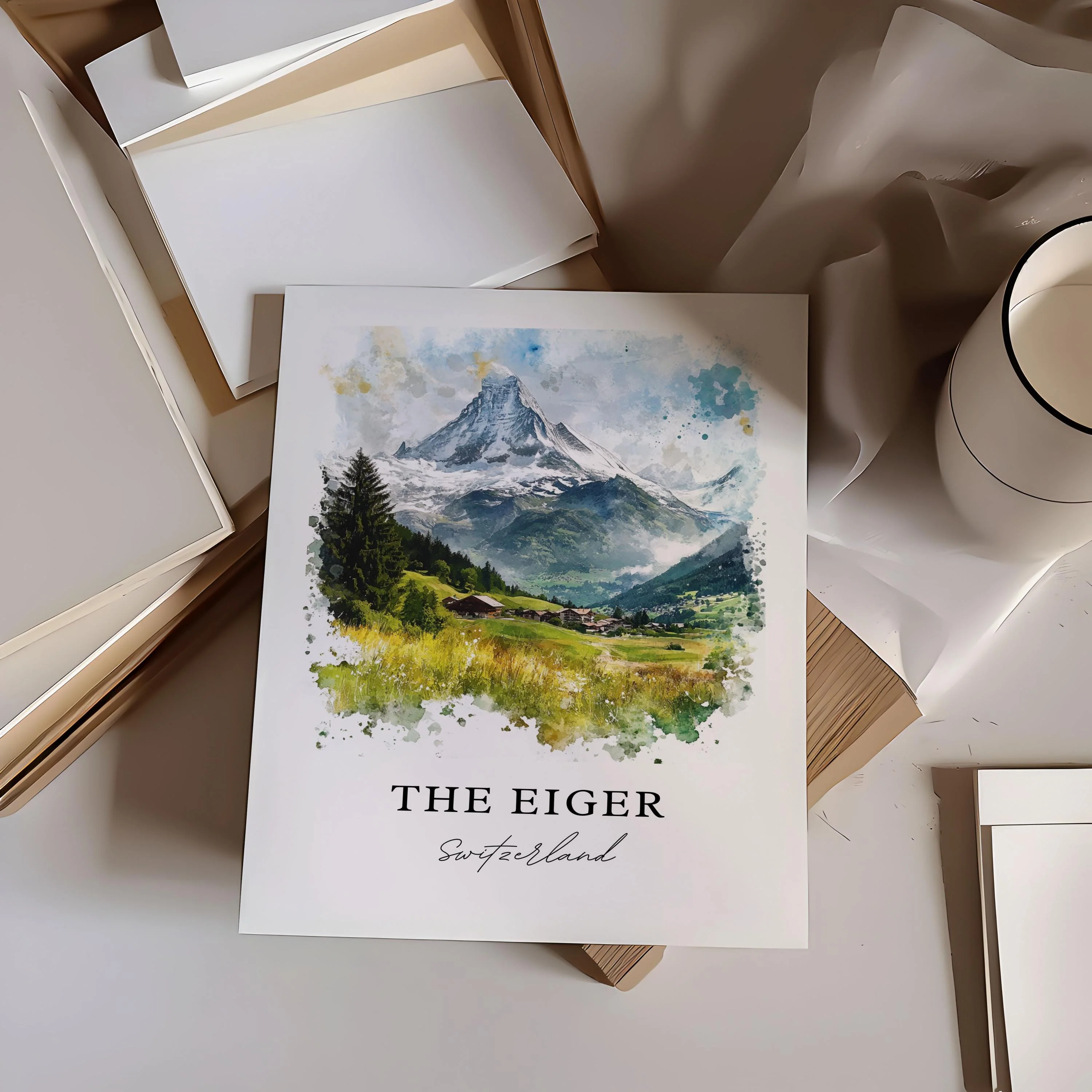 Bernese Alps, Switzerland – Watercolor Art Print - Image 5