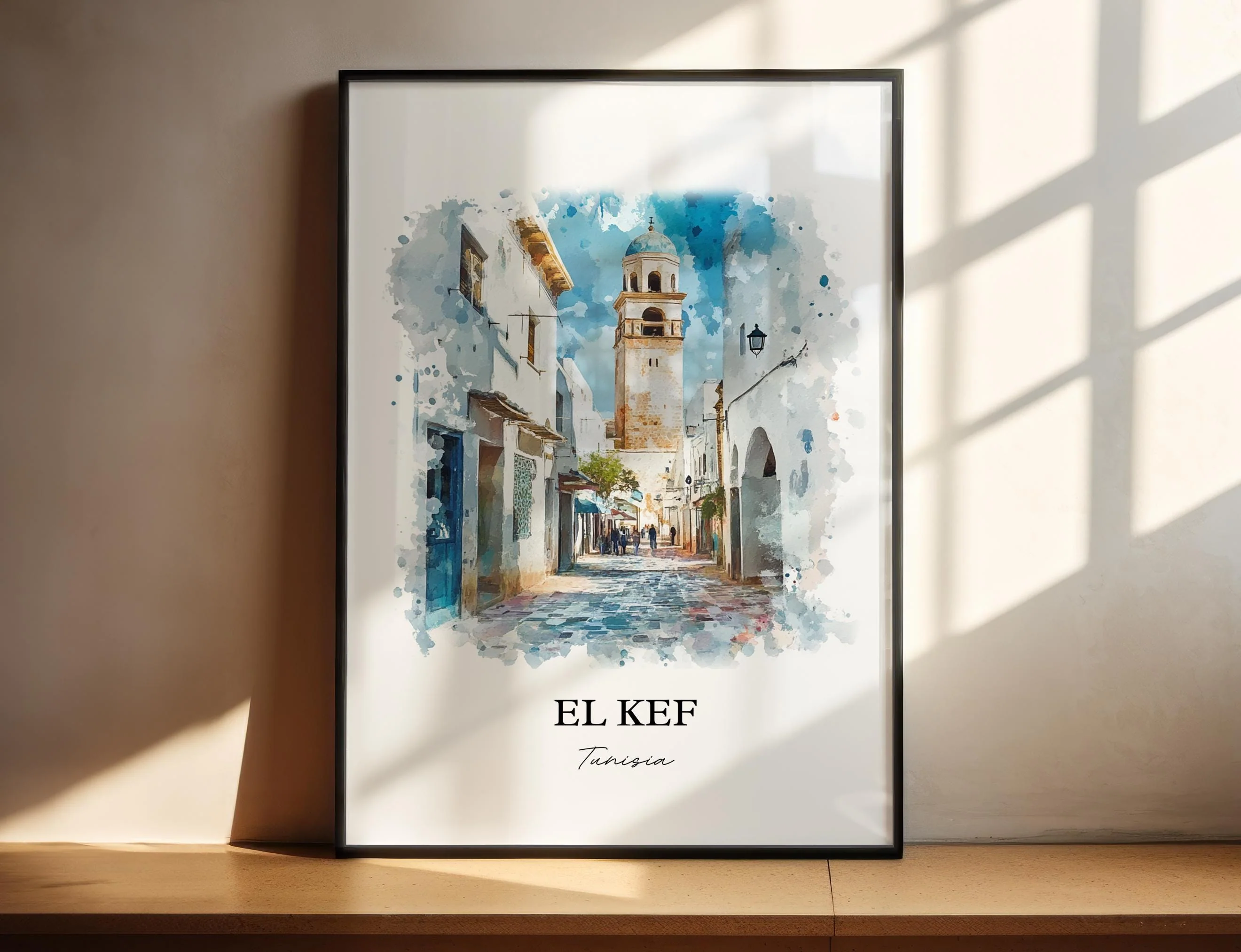 El Kef, Tunisia – Watercolor Art Print