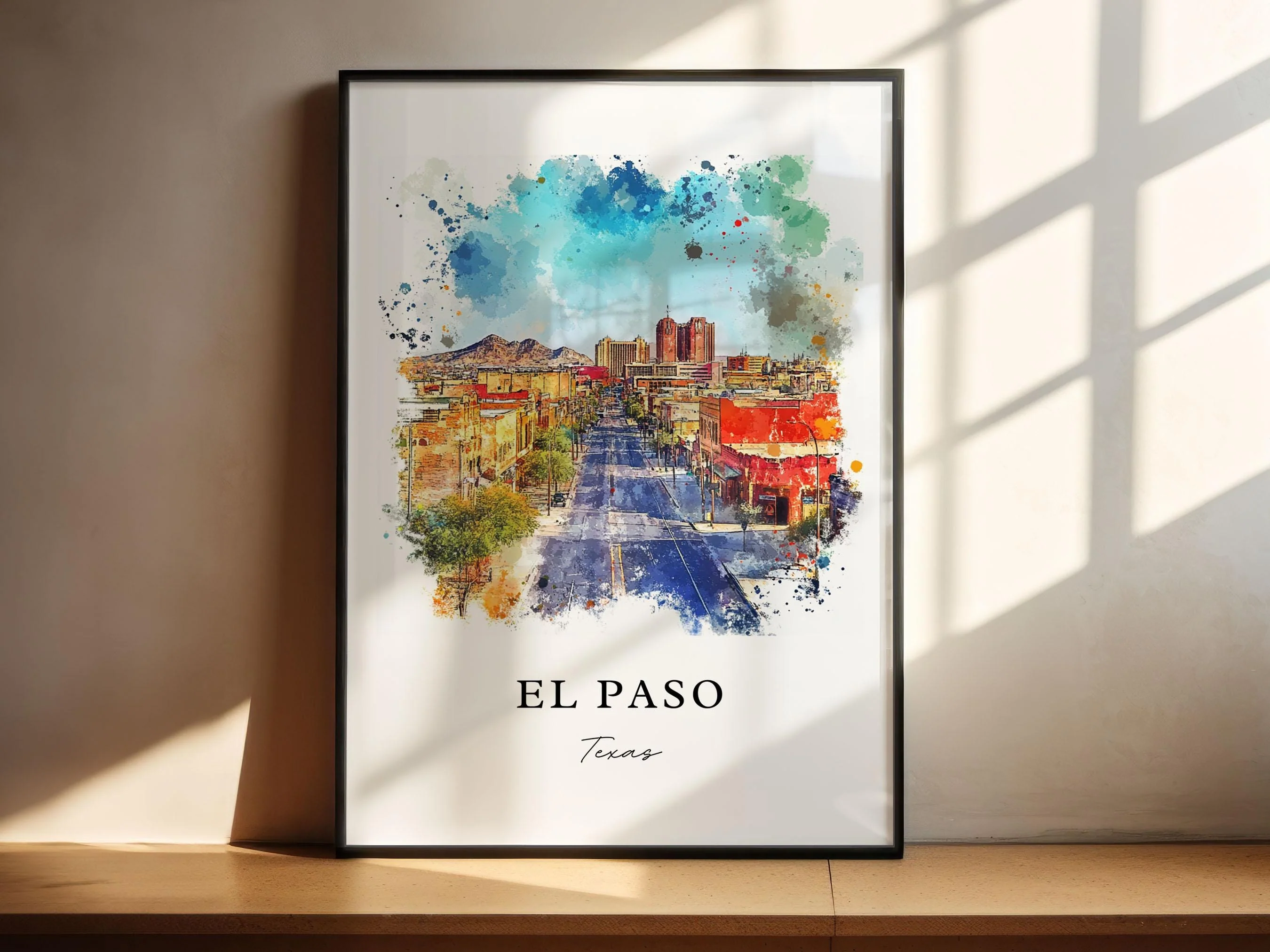 El Paso, Texas, Texas – Watercolor Art Print - Image 4