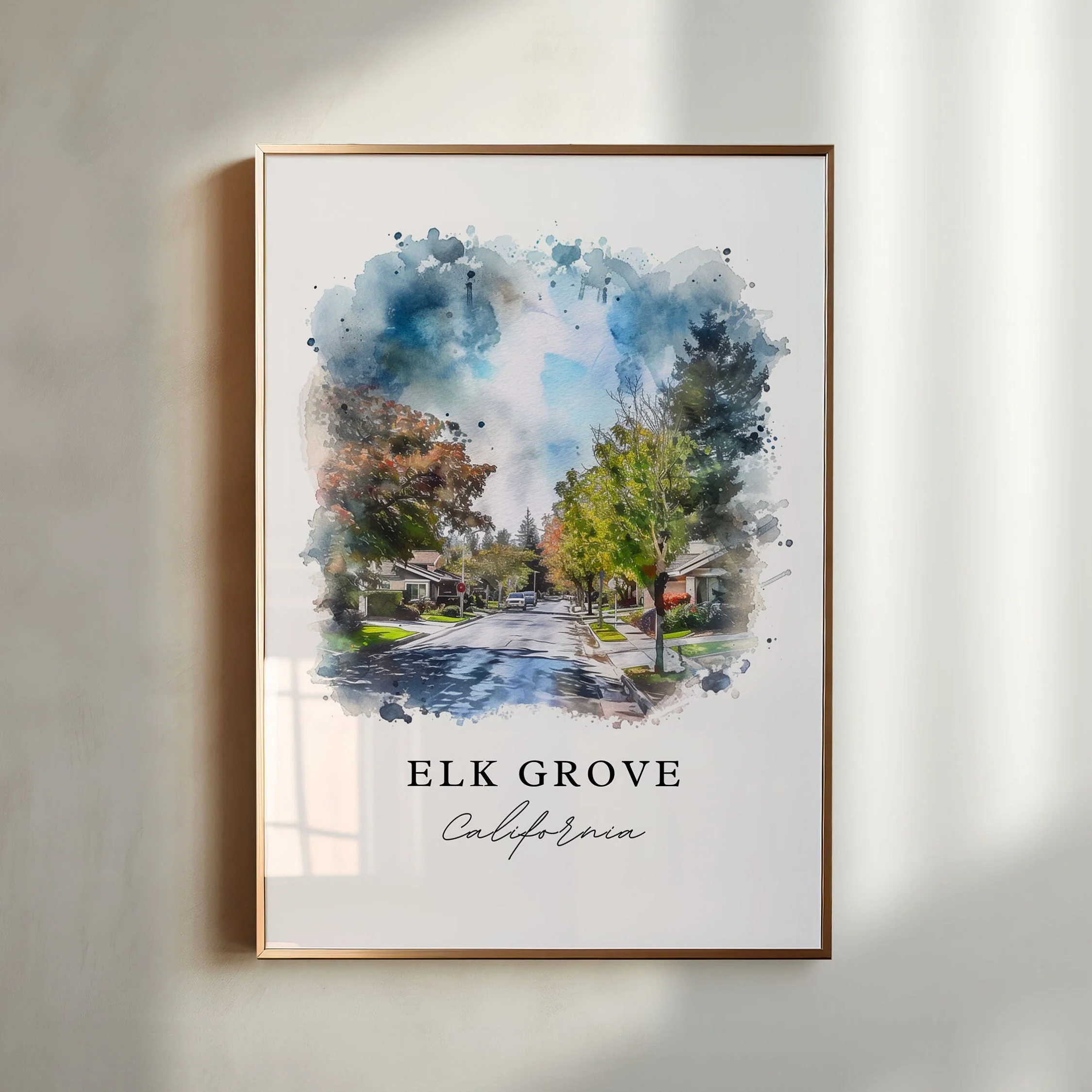 Elk Grove, California, California – Watercolor Art Print