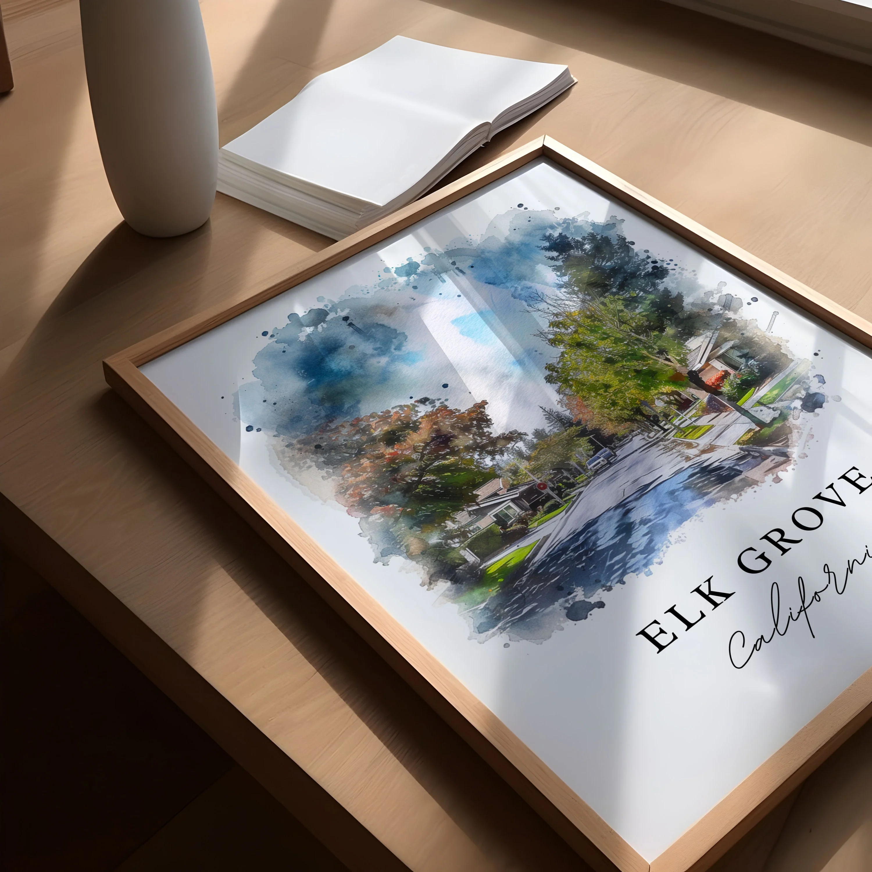 Elk Grove, California, California – Watercolor Art Print - Image 3