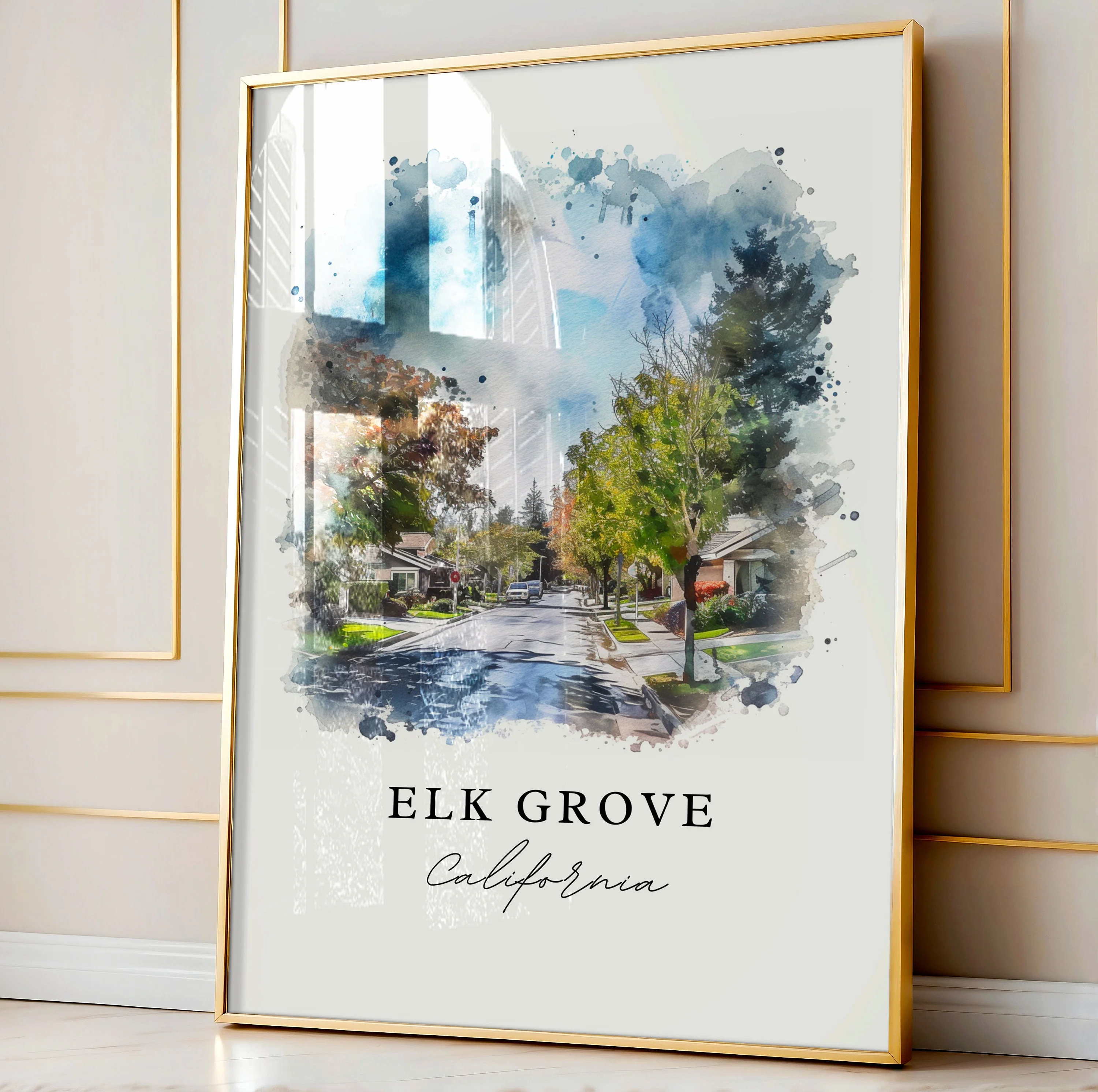 Elk Grove, California, California – Watercolor Art Print - Image 4