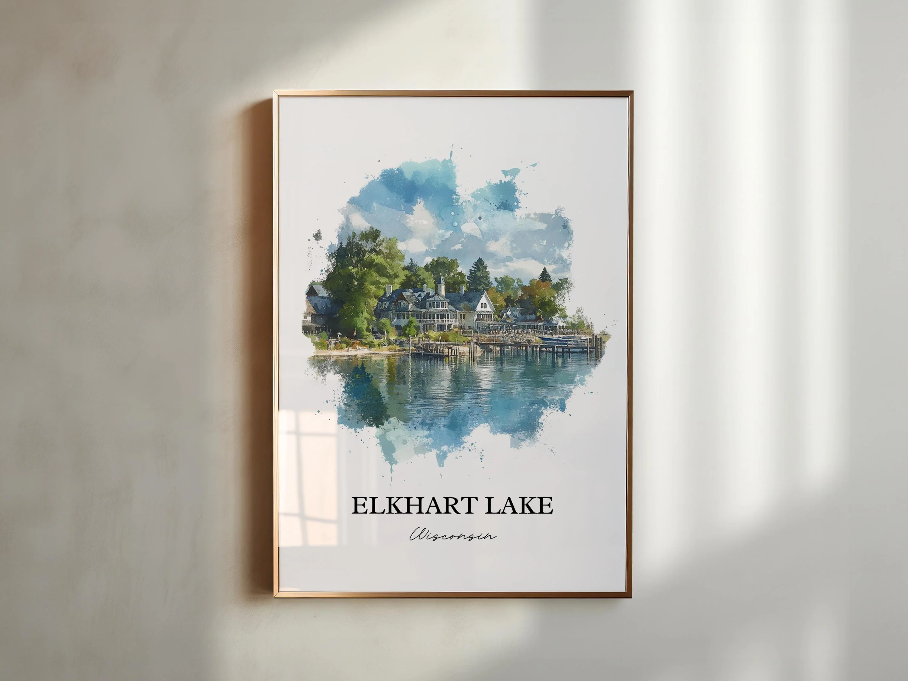 Elkhart Lake, USA – Watercolor Art Print - Image 3