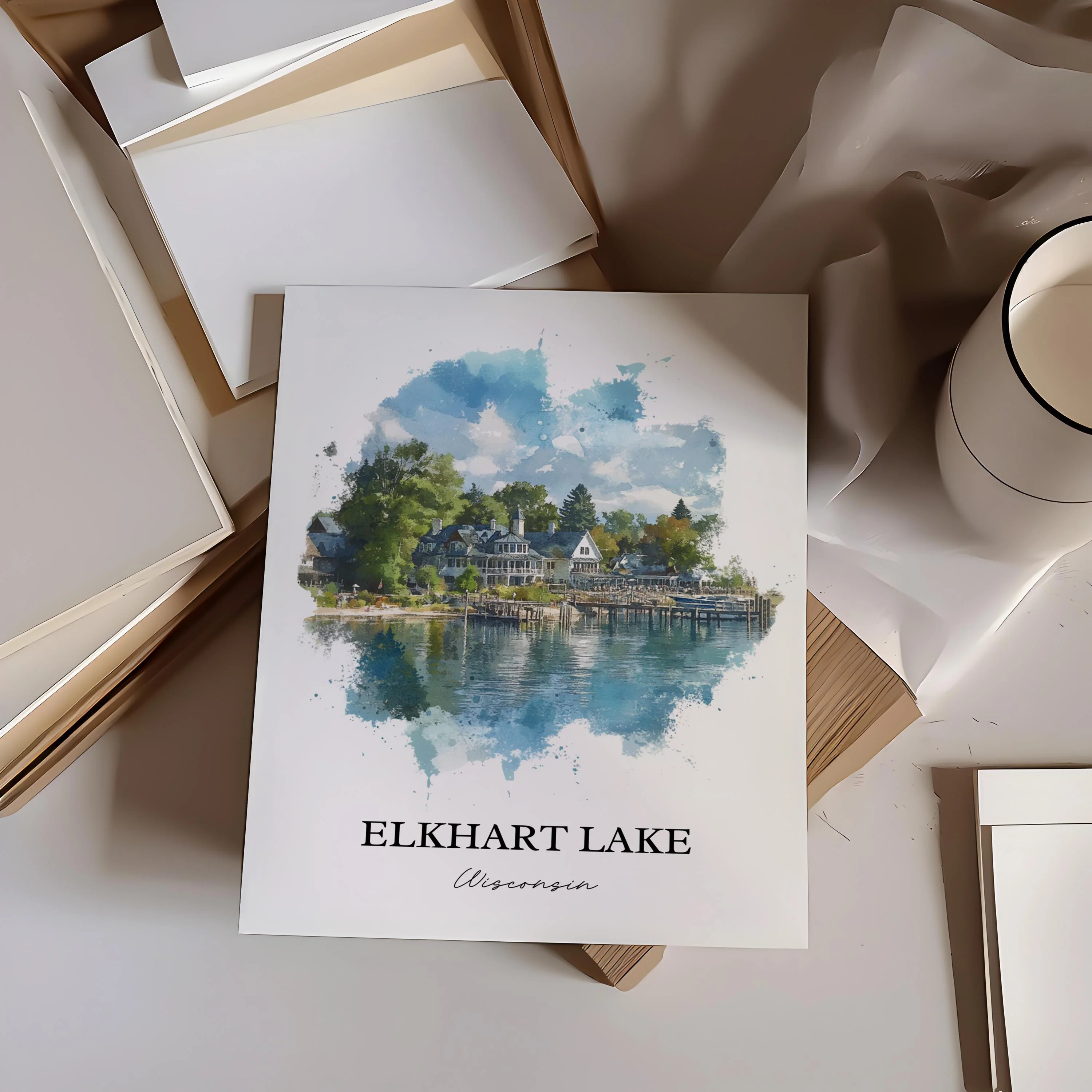Elkhart Lake, USA – Watercolor Art Print - Image 6