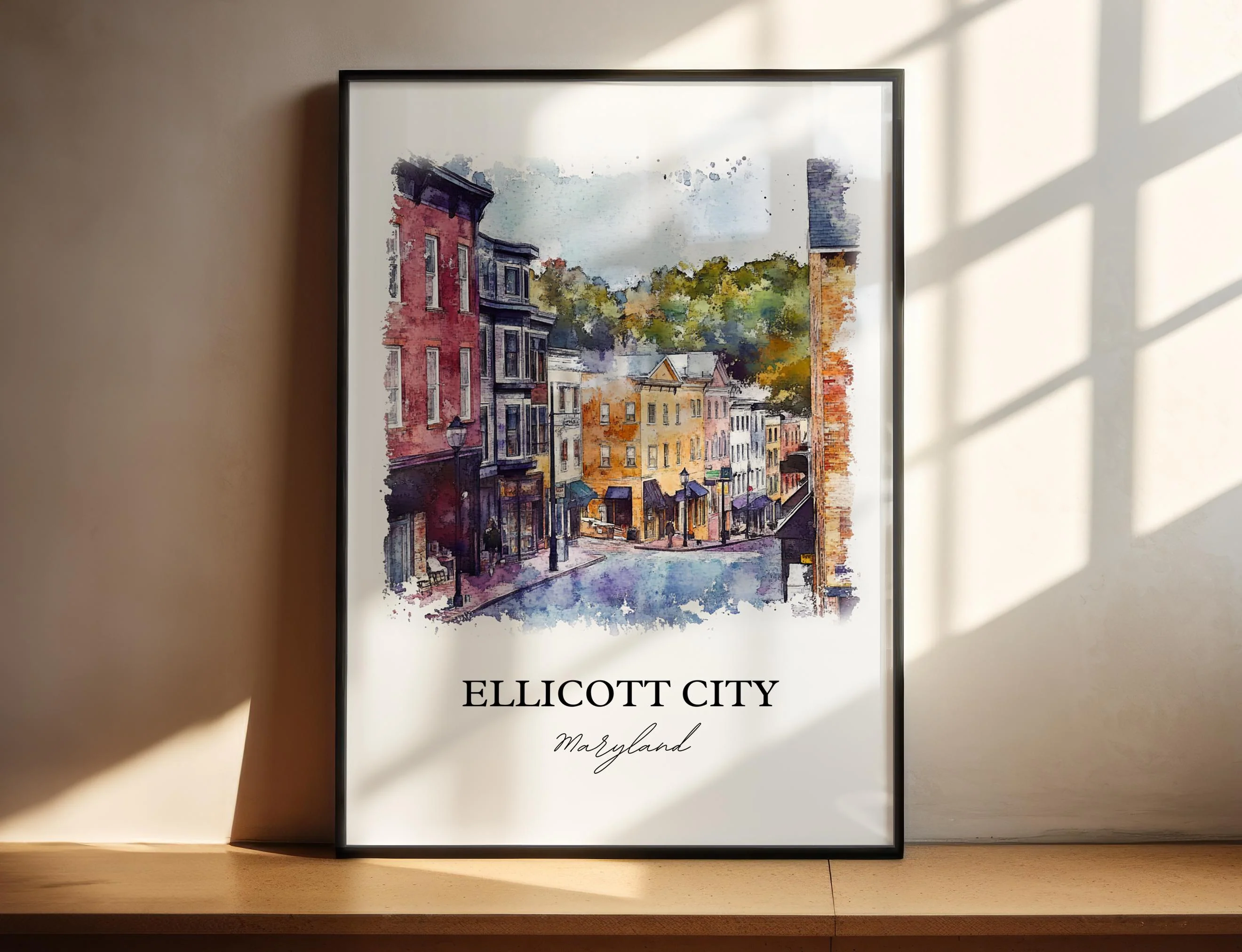 Ellicott City, MD, USA – Watercolor Art Print