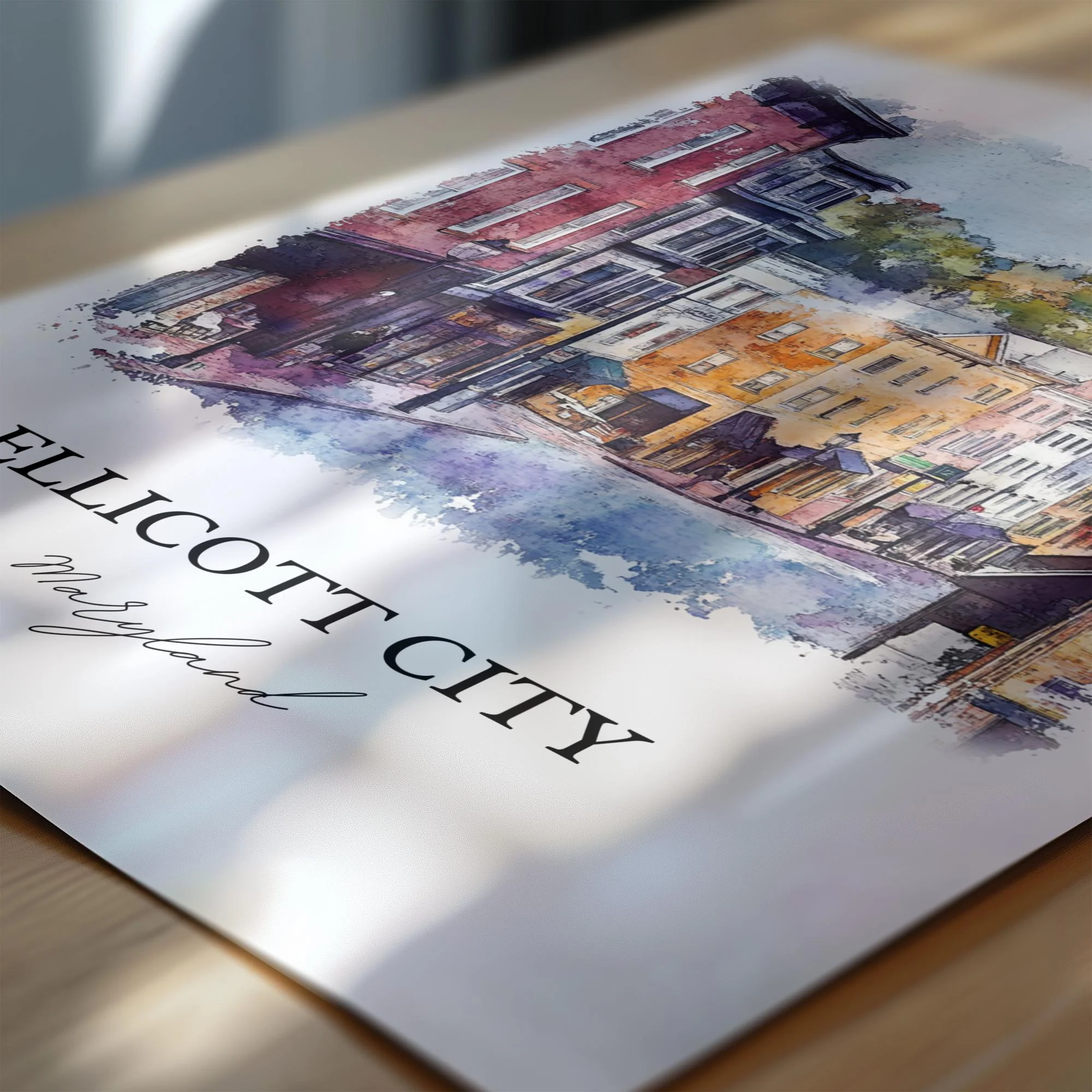 Ellicott City, MD, USA – Watercolor Art Print - Image 2