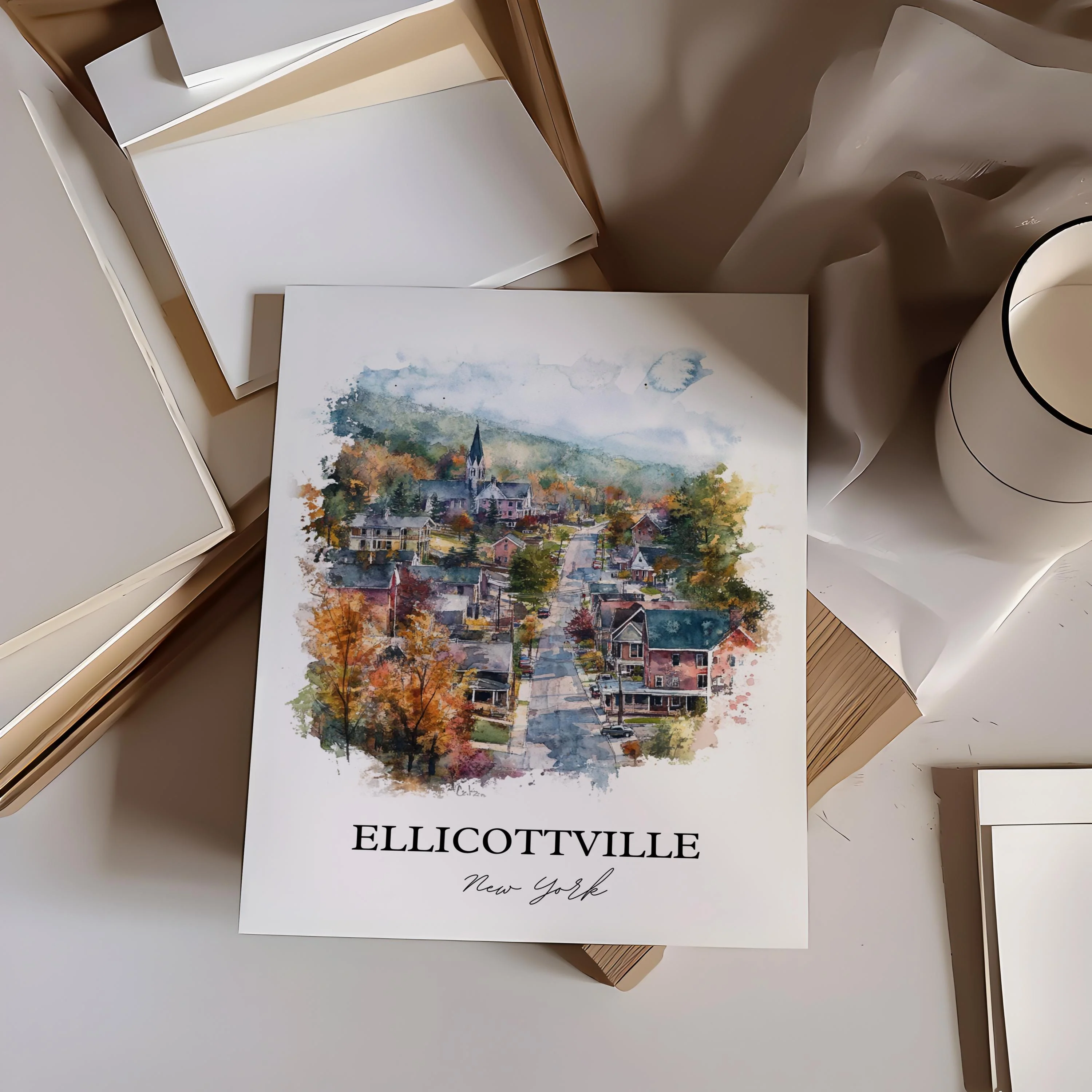 Ellicottville, NY, USA – Watercolor Art Print - Image 5