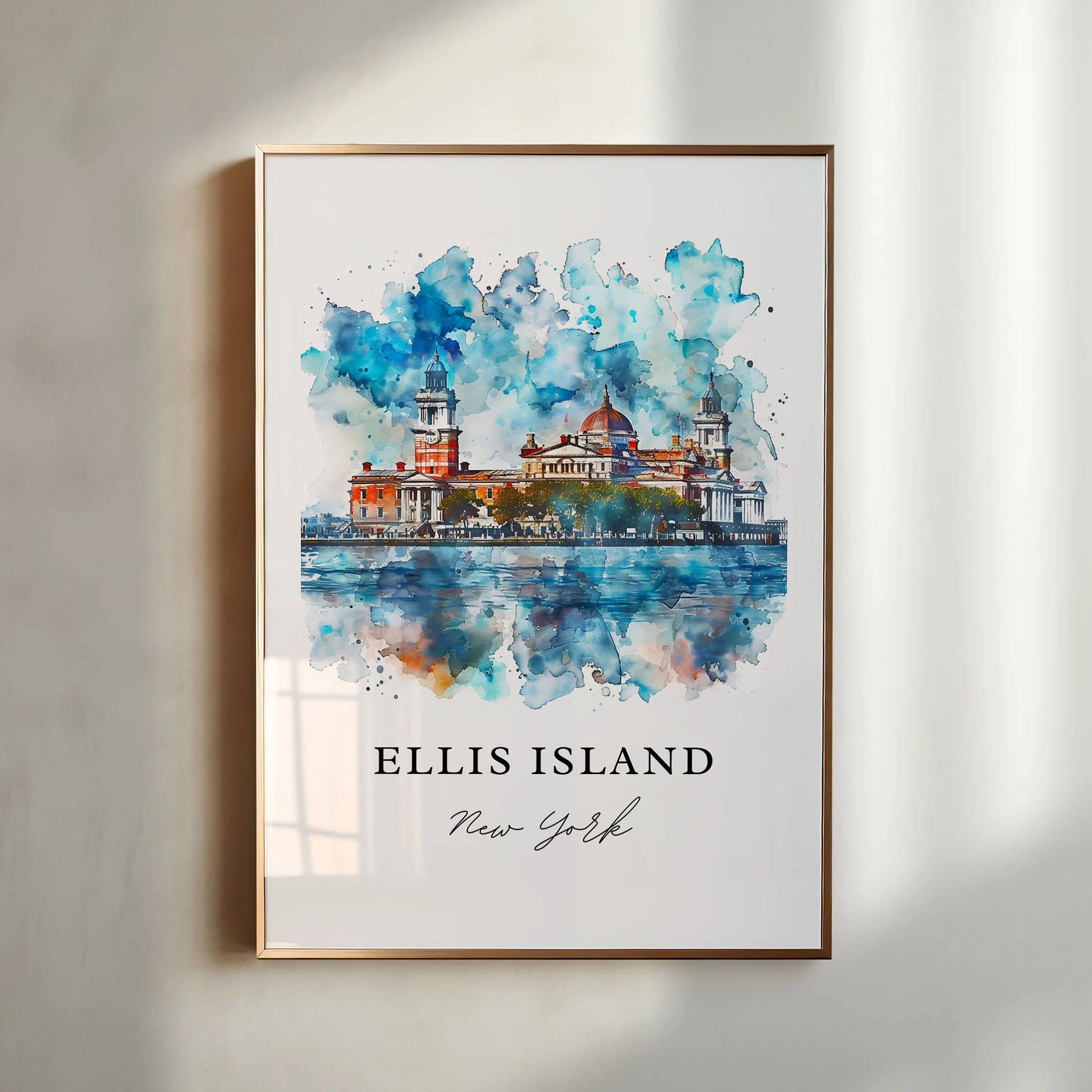 Ellis Island, USA – Watercolor Art Print