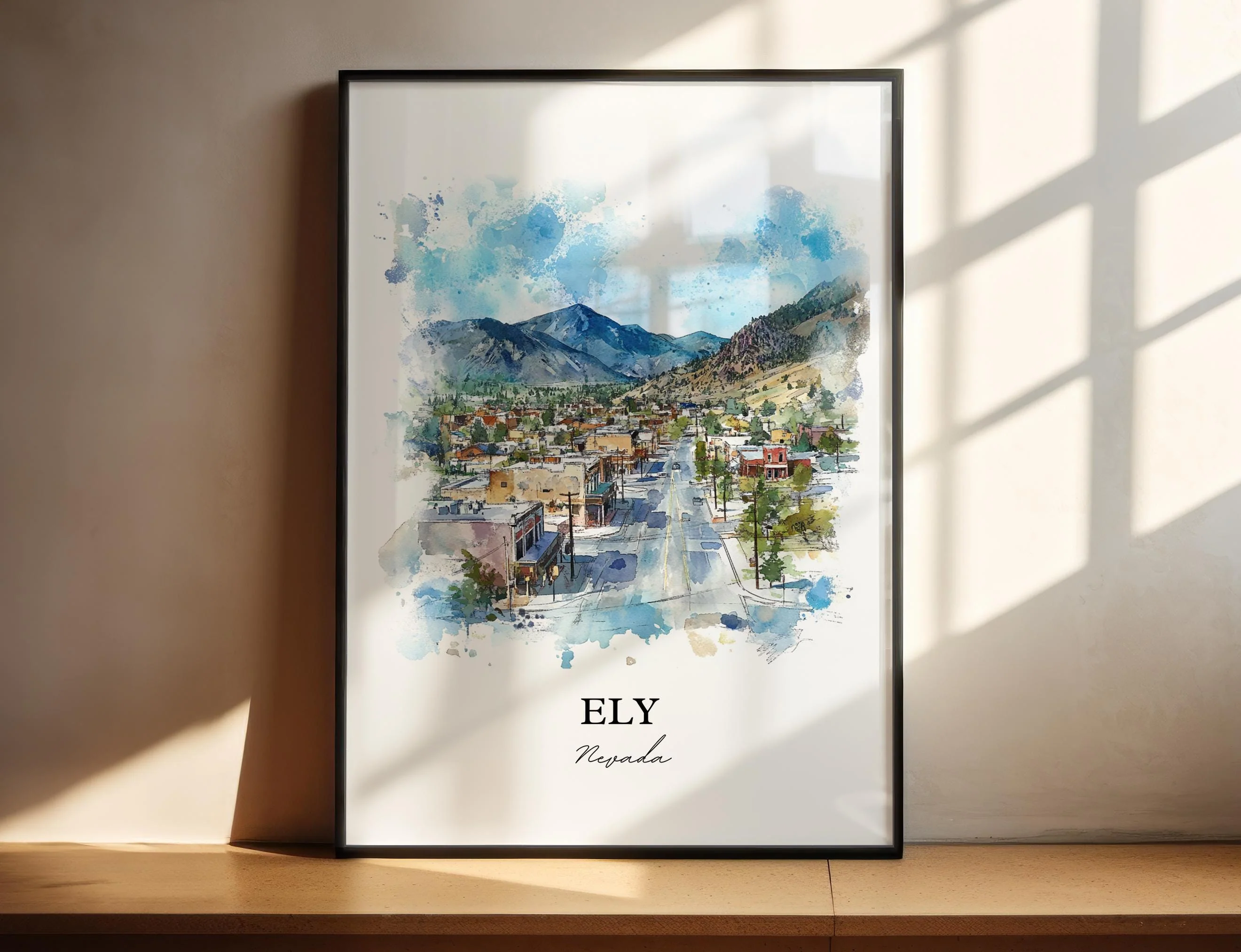 Ely, Nevada, USA – Watercolor Art Print