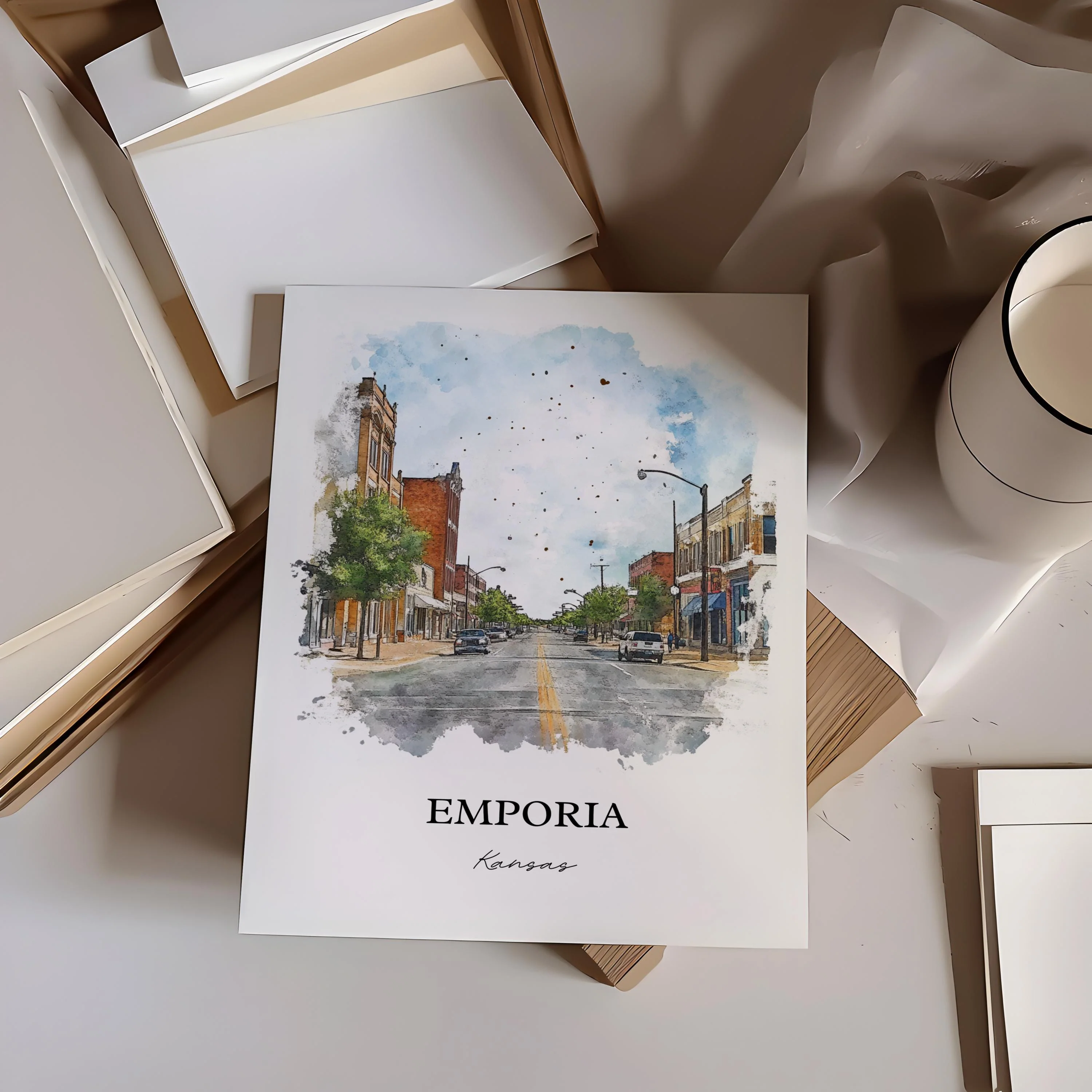 Emporia, Kansas – Watercolor Art Print - Image 4