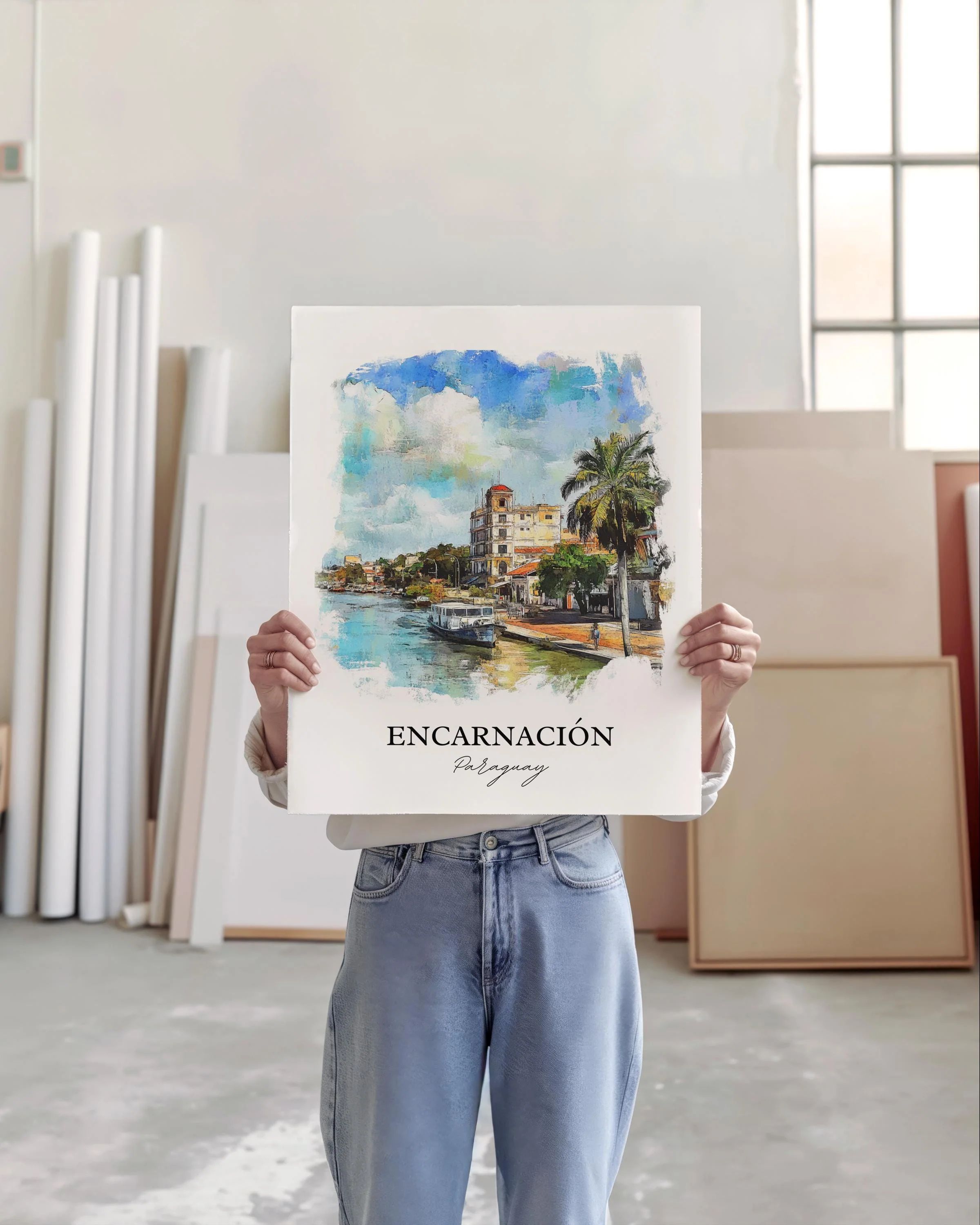Encarnación, Paraguay – Watercolor Art Print of Paraná River - Image 4