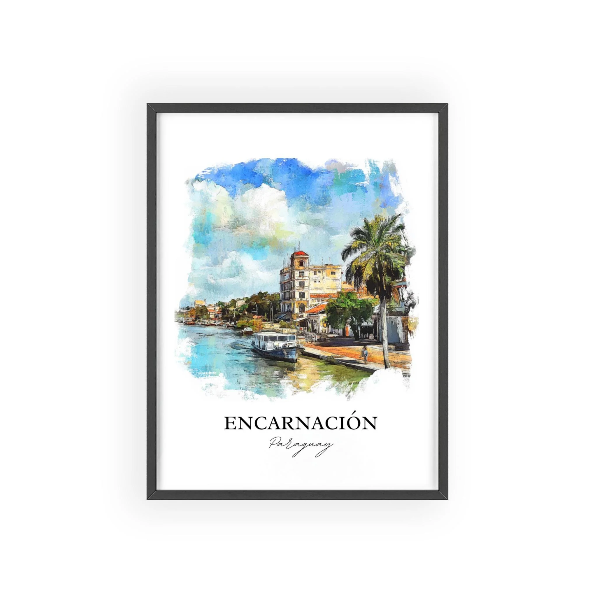 Encarnación, Paraguay – Watercolor Art Print of Paraná River - Image 7