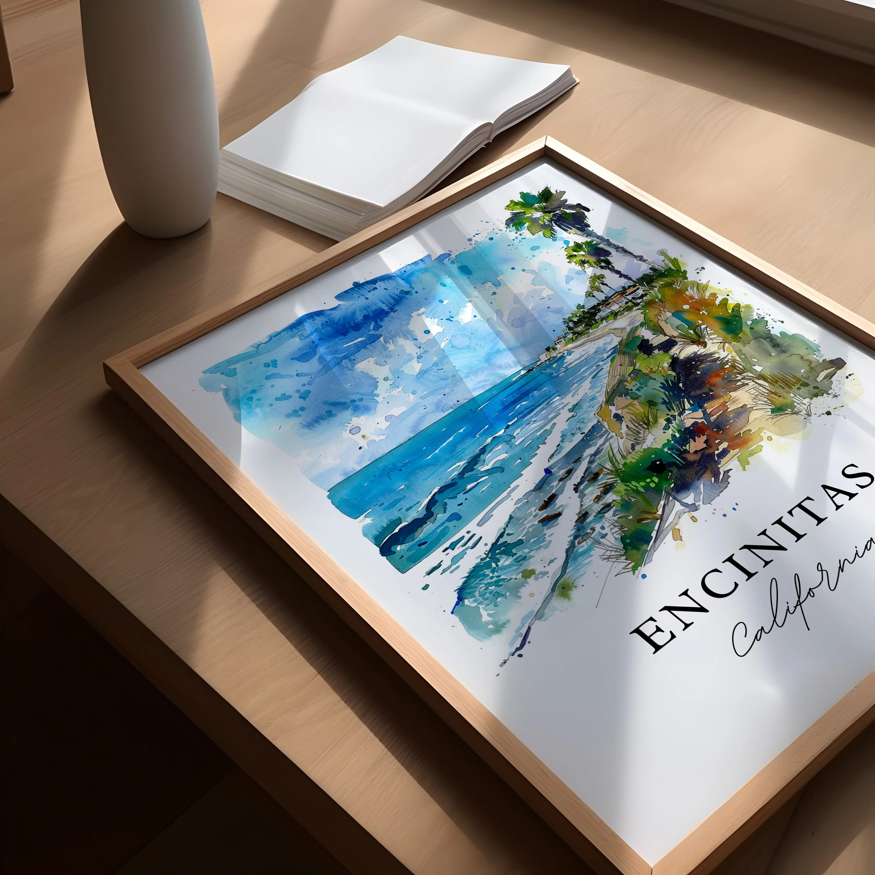 Encinitas, USA – Watercolor Art Print - Image 3