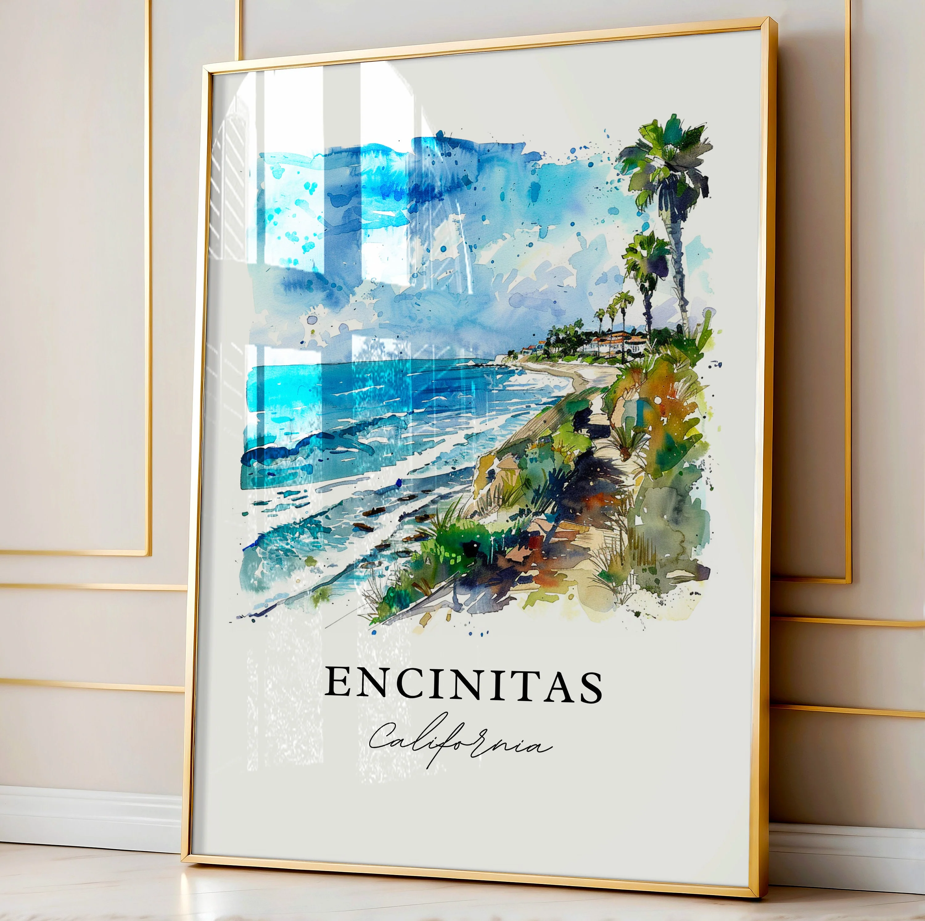 Encinitas, USA – Watercolor Art Print - Image 4