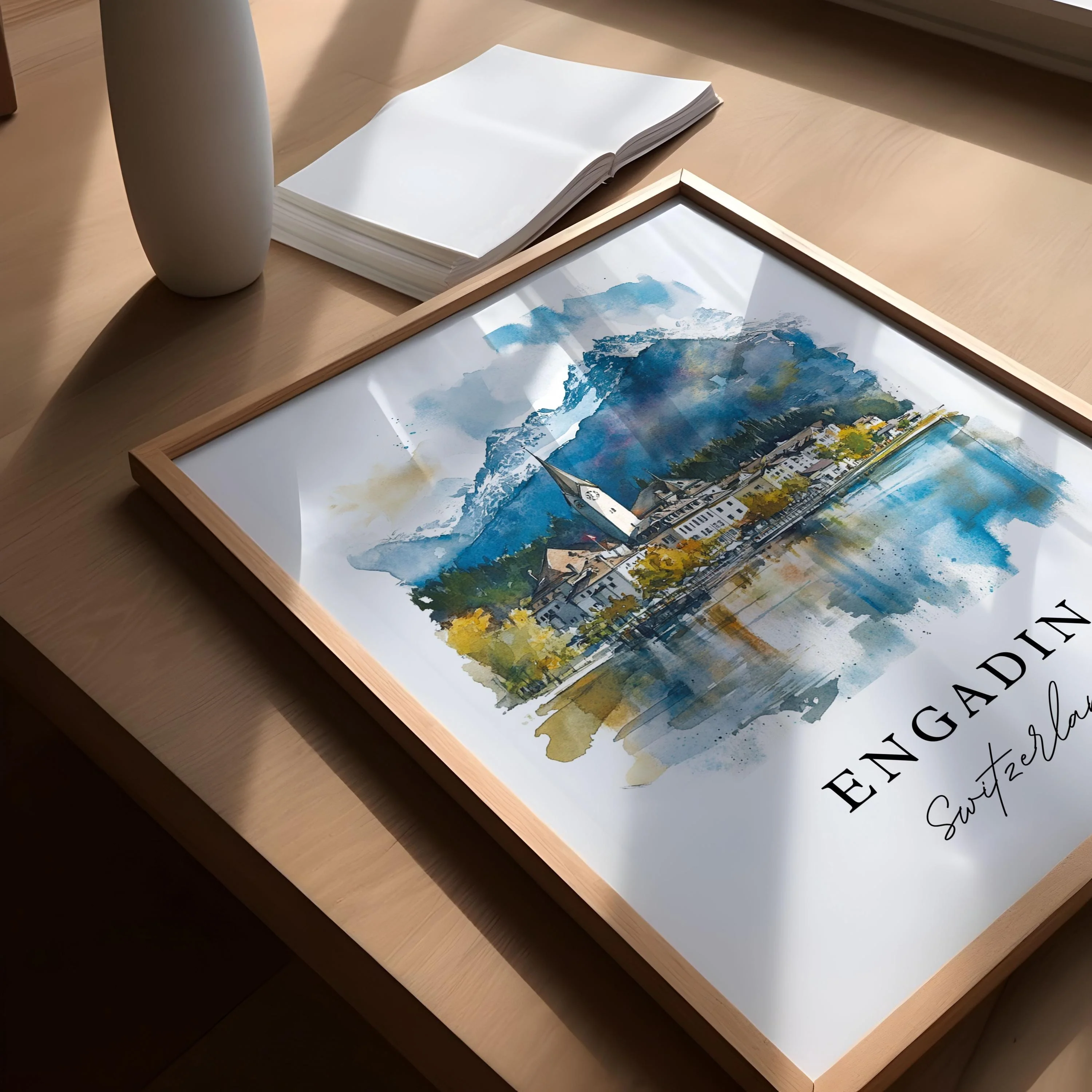 Engadin, Switzerland – Watercolor Art Print - Image 3
