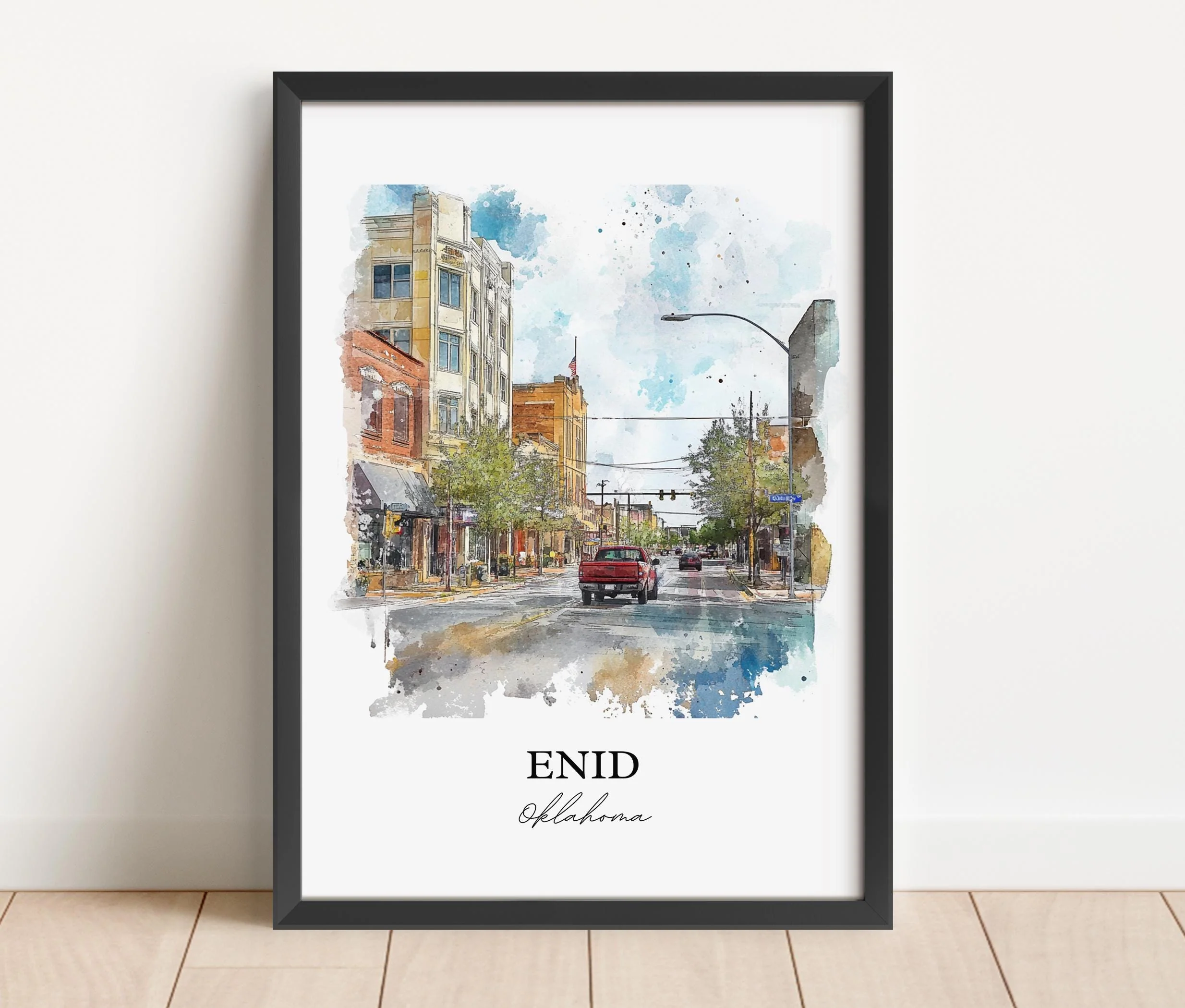 Enid, Oklahoma, USA – Watercolor Art Print - Image 4