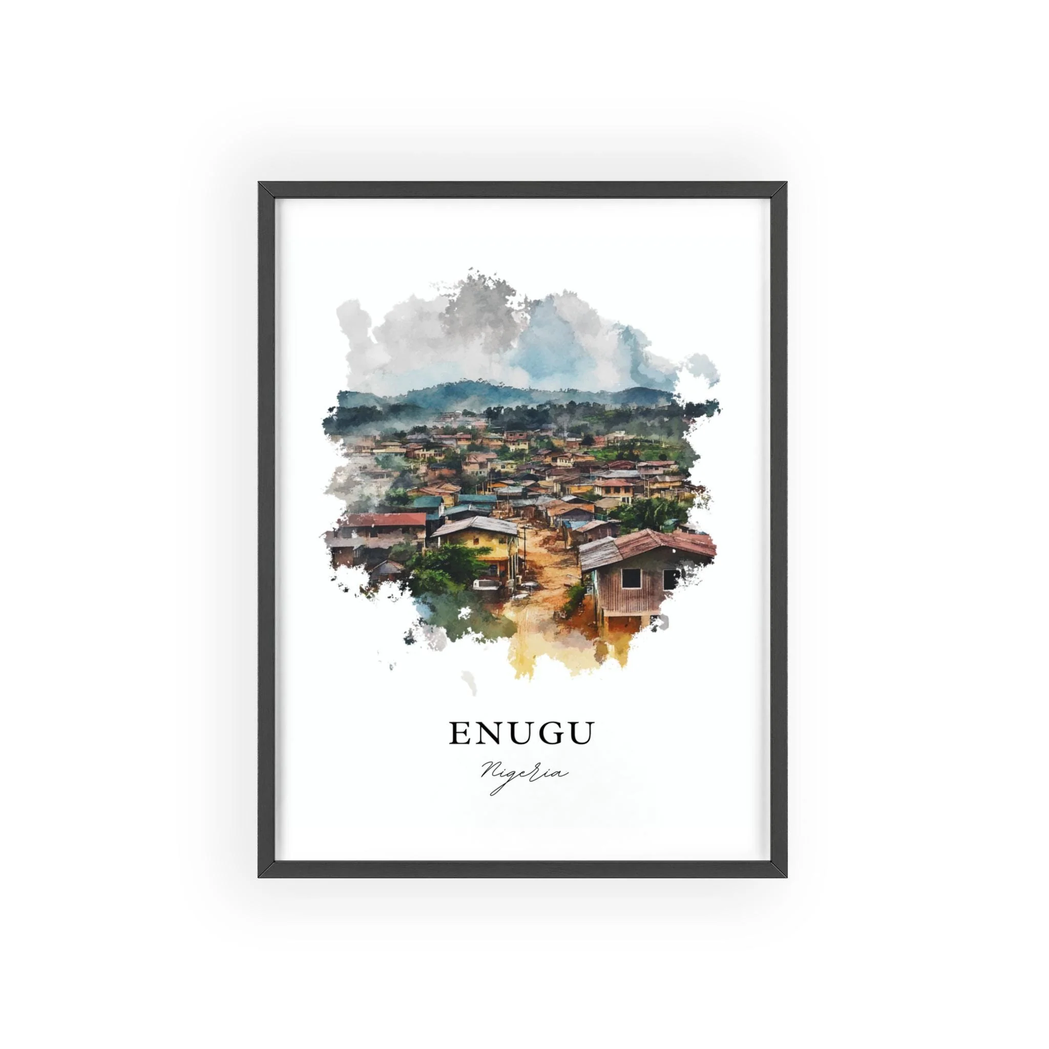 Enugu, Nigeria – Watercolor Art Print