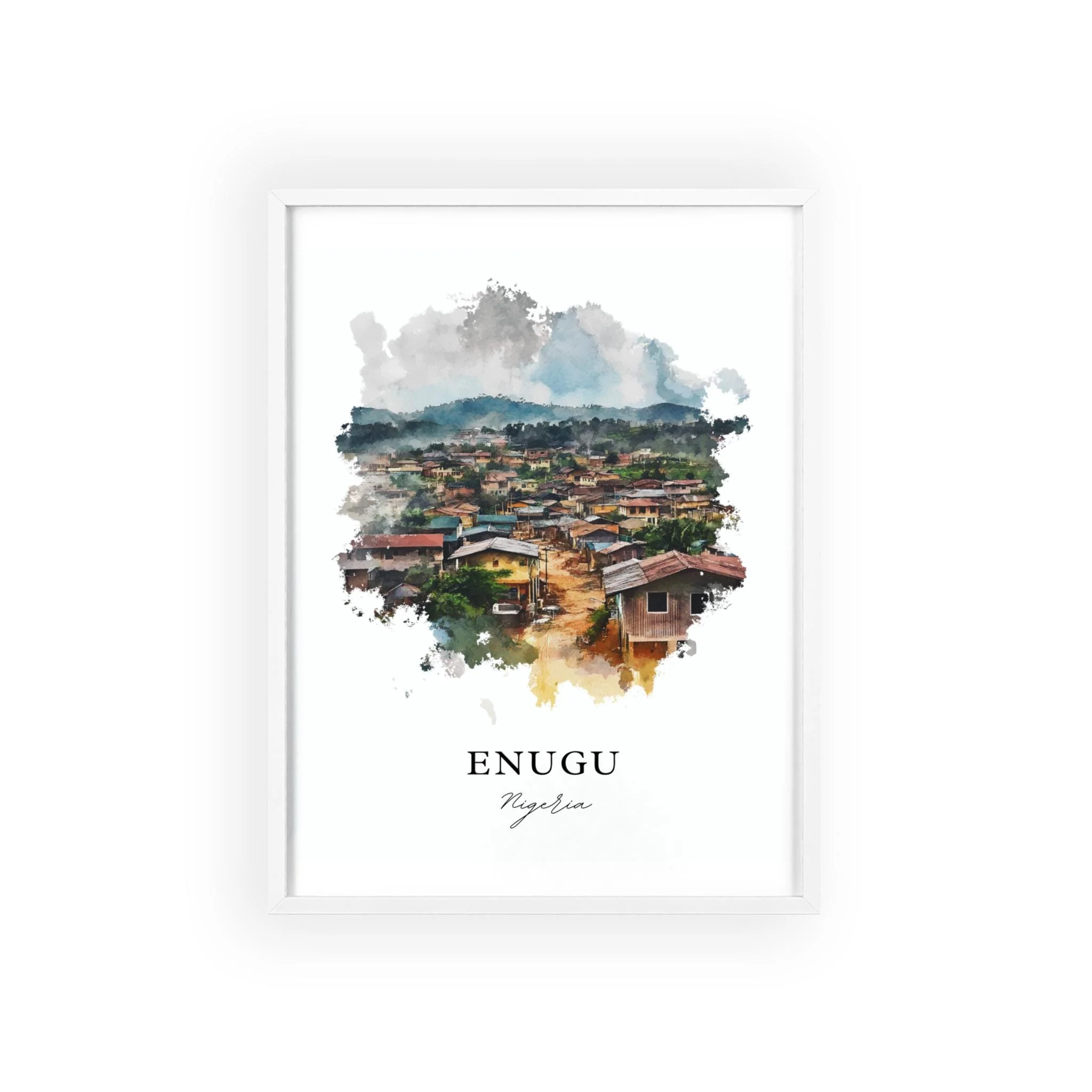 Enugu, Nigeria – Watercolor Art Print - Image 3