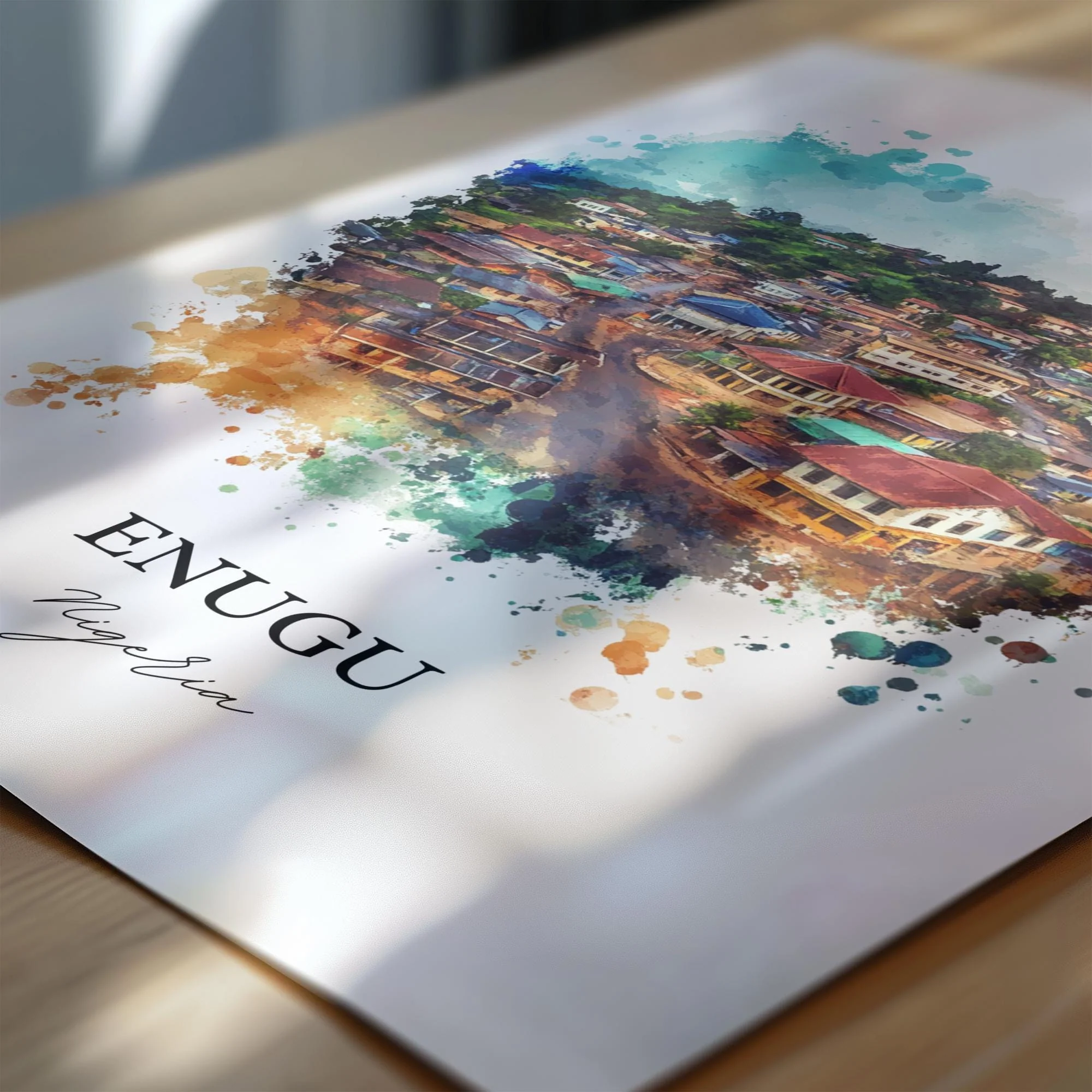 Enugu, Nigeria – Watercolor Art Print - Image 2