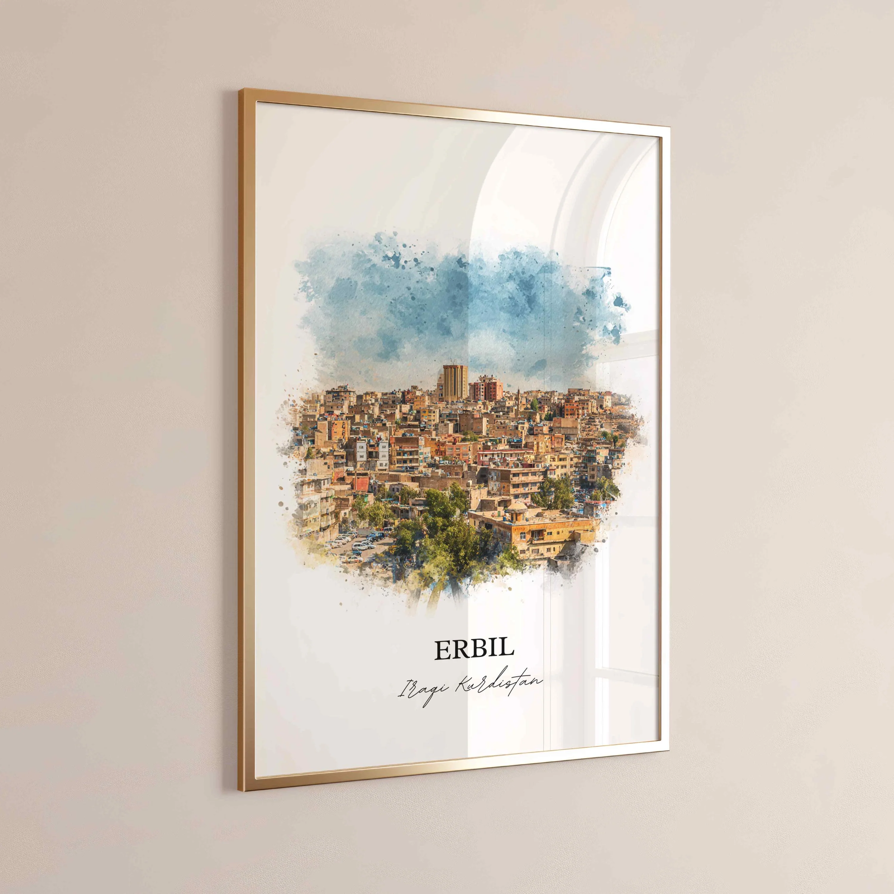 Erbil, Iraq – Watercolor Art Print - Image 6