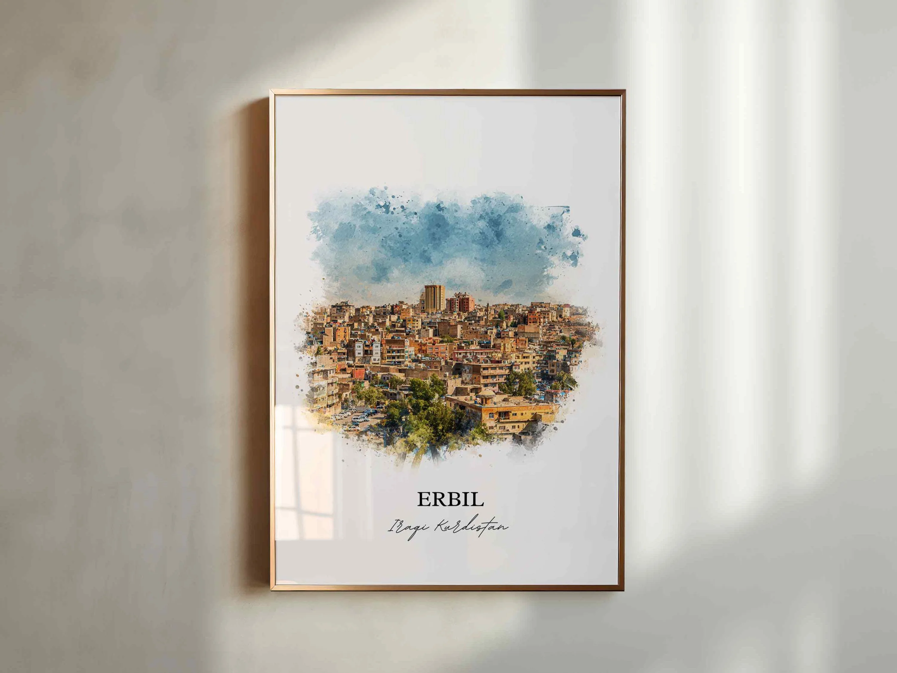 Erbil, Iraq – Watercolor Art Print - Image 7