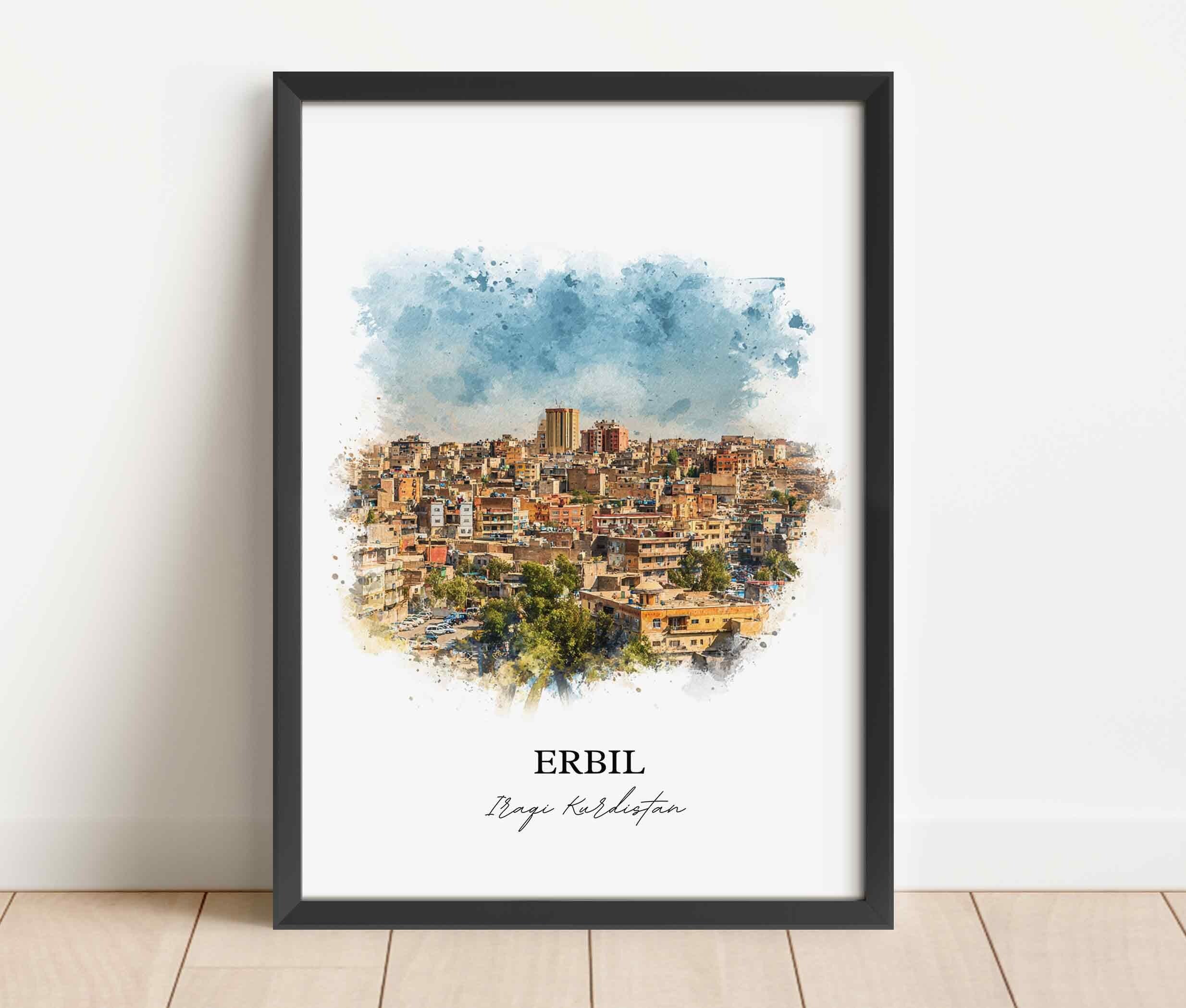 Erbil, Iraq – Watercolor Art Print - Image 8
