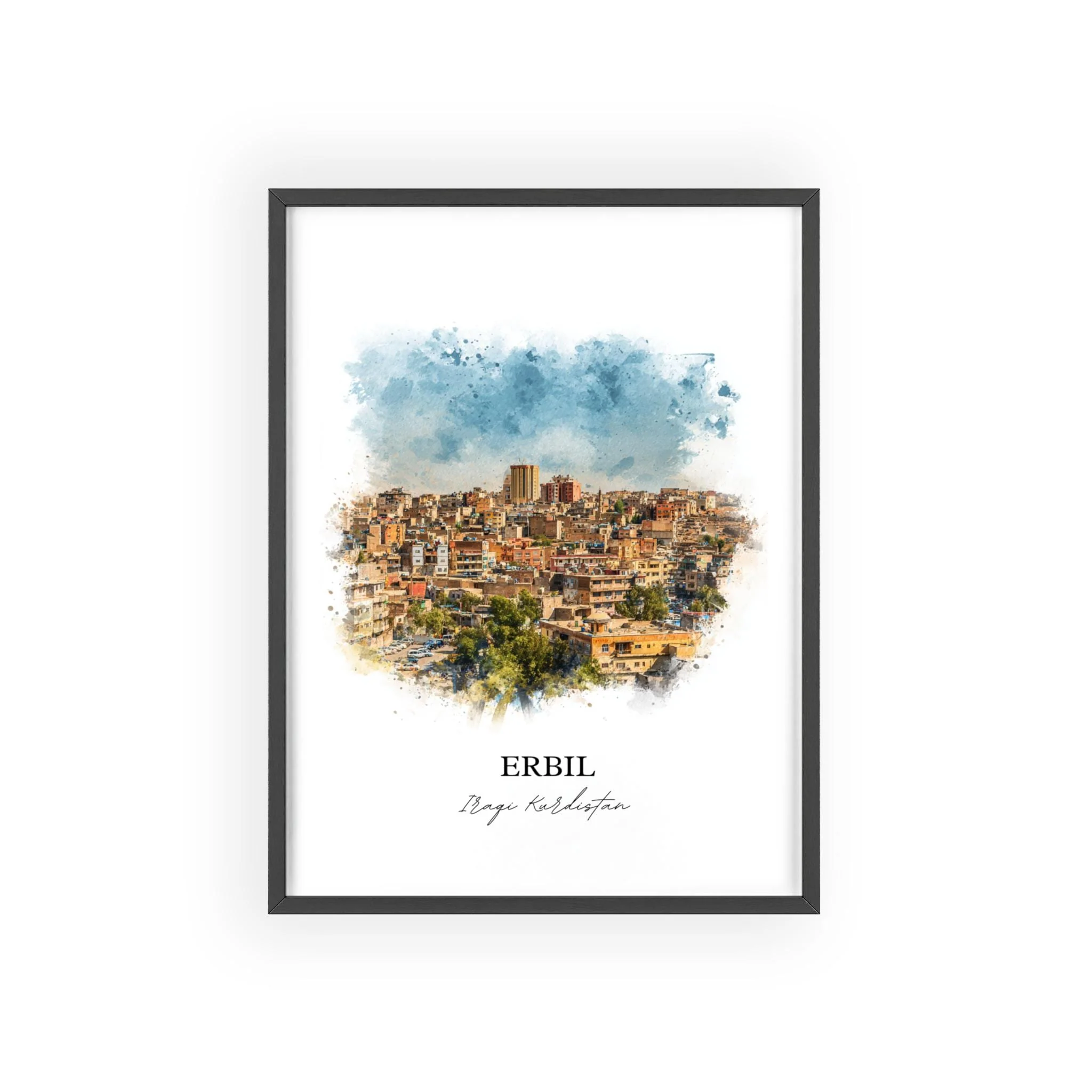 Erbil, Iraq – Watercolor Art Print - Image 9
