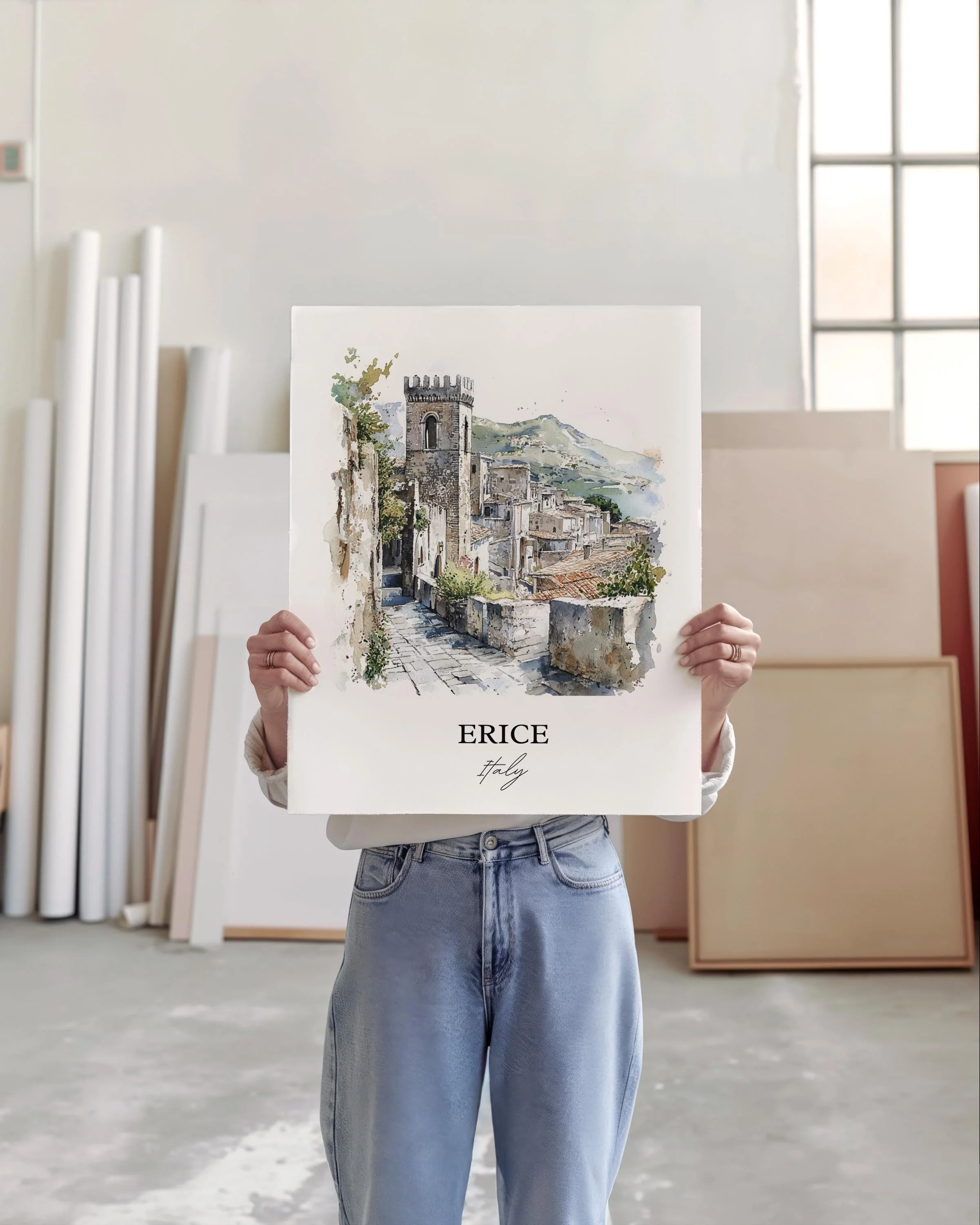 Erice, Italy – Watercolor Art Print - Image 4