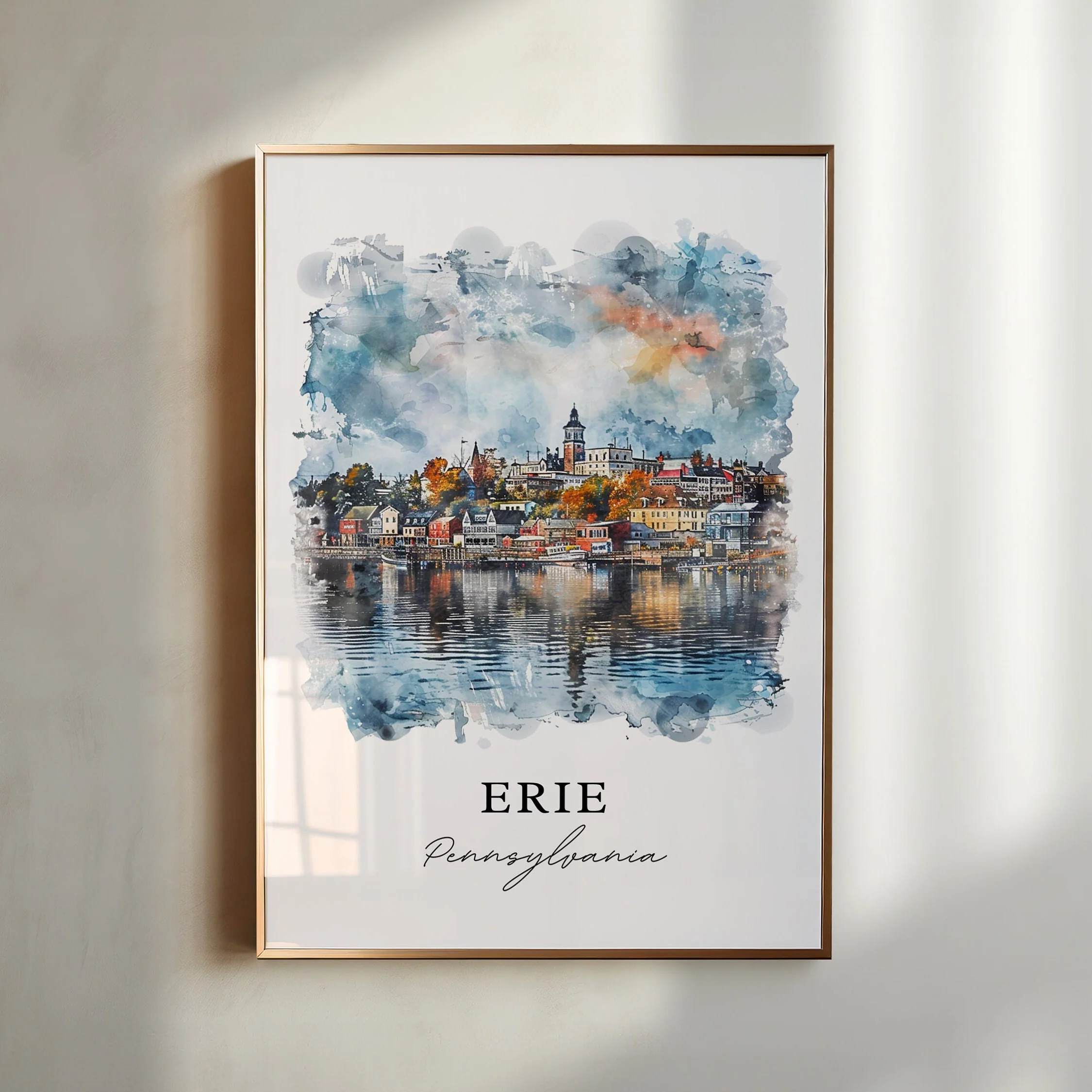 Erie, PA, USA – Watercolor Art Print