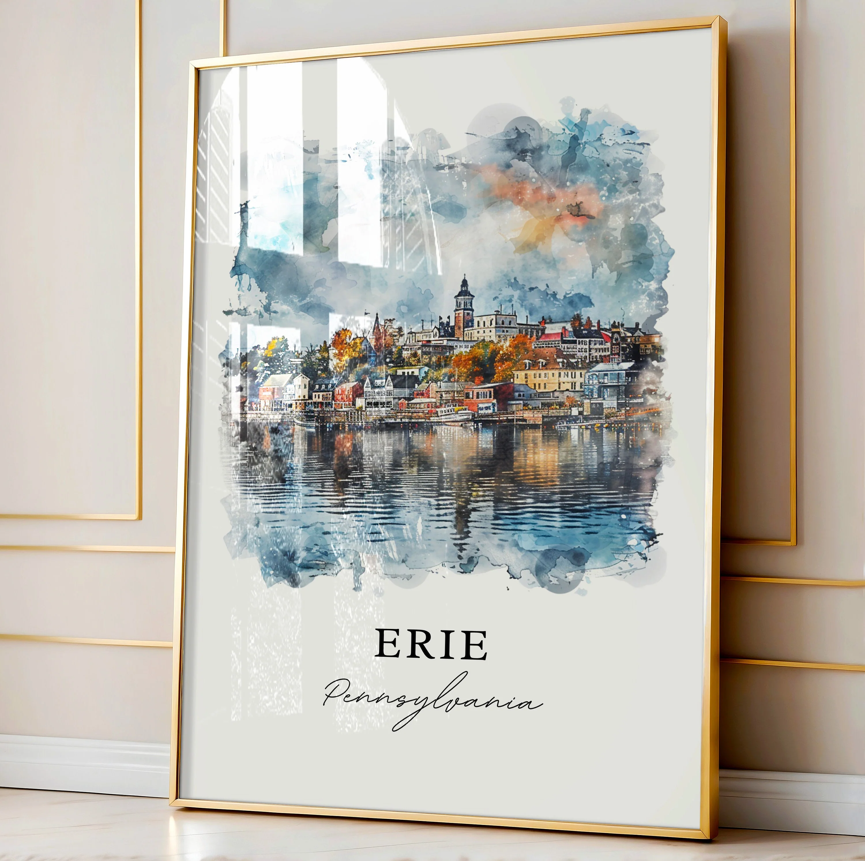Erie, PA, USA – Watercolor Art Print - Image 4