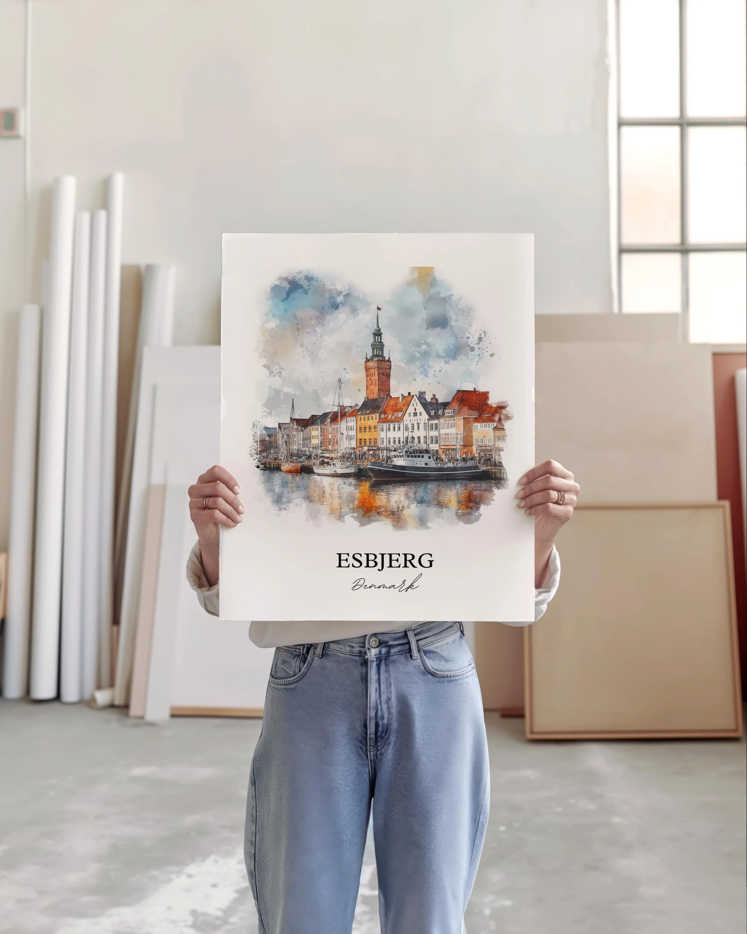 Esbjerg, Denmark – Watercolor Art Print - Image 4