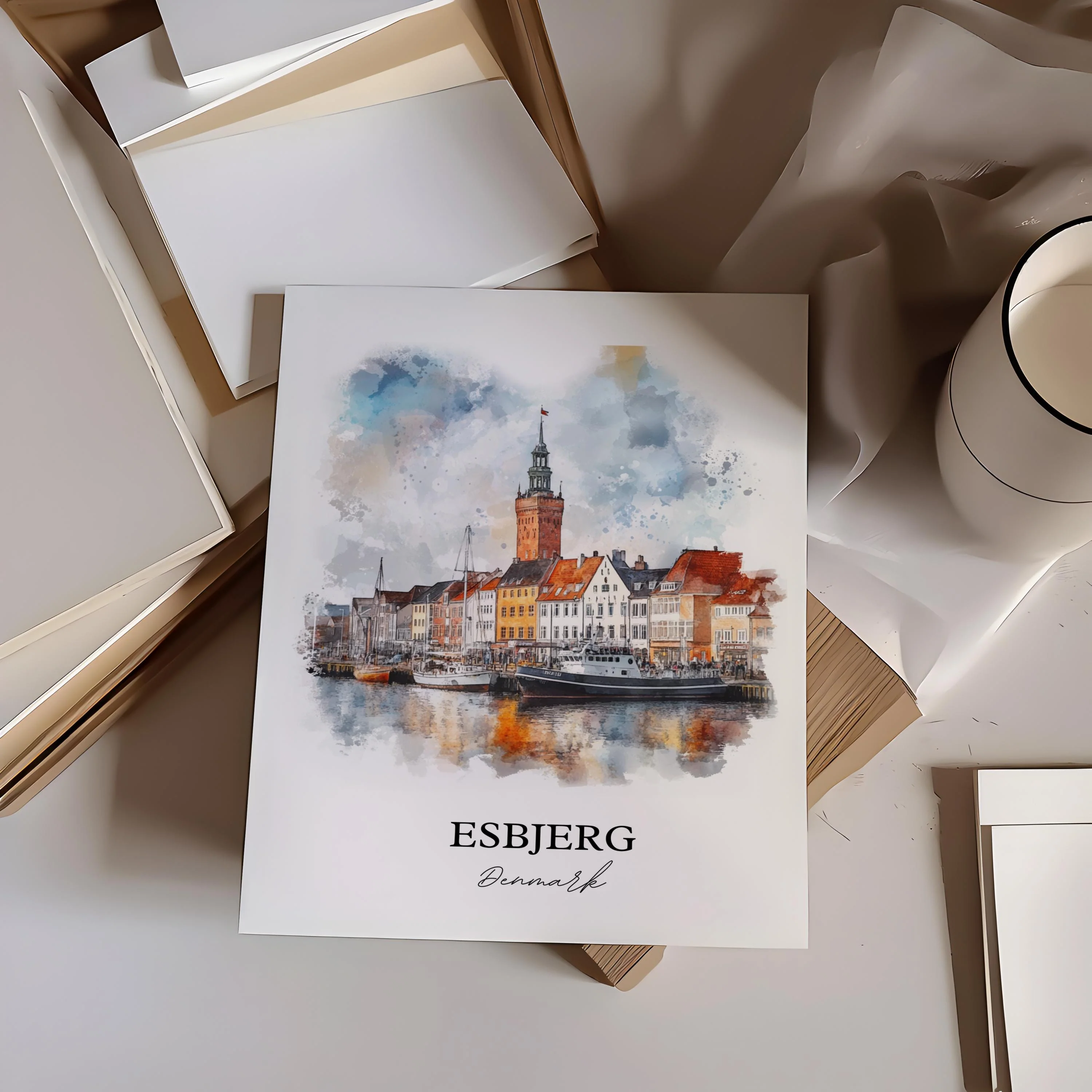 Esbjerg, Denmark – Watercolor Art Print - Image 5