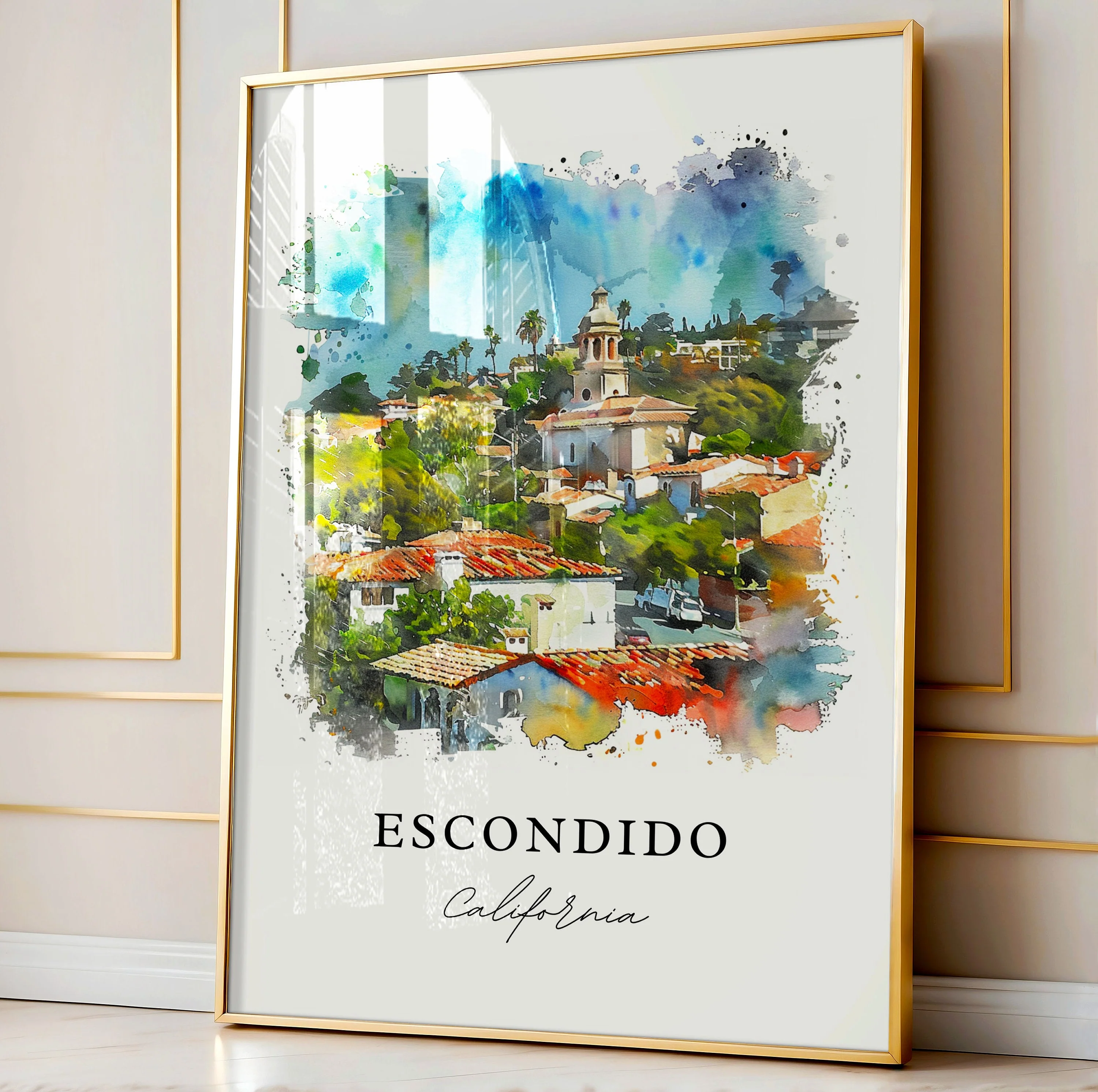 Escondido, California – Watercolor Art Print - Image 4