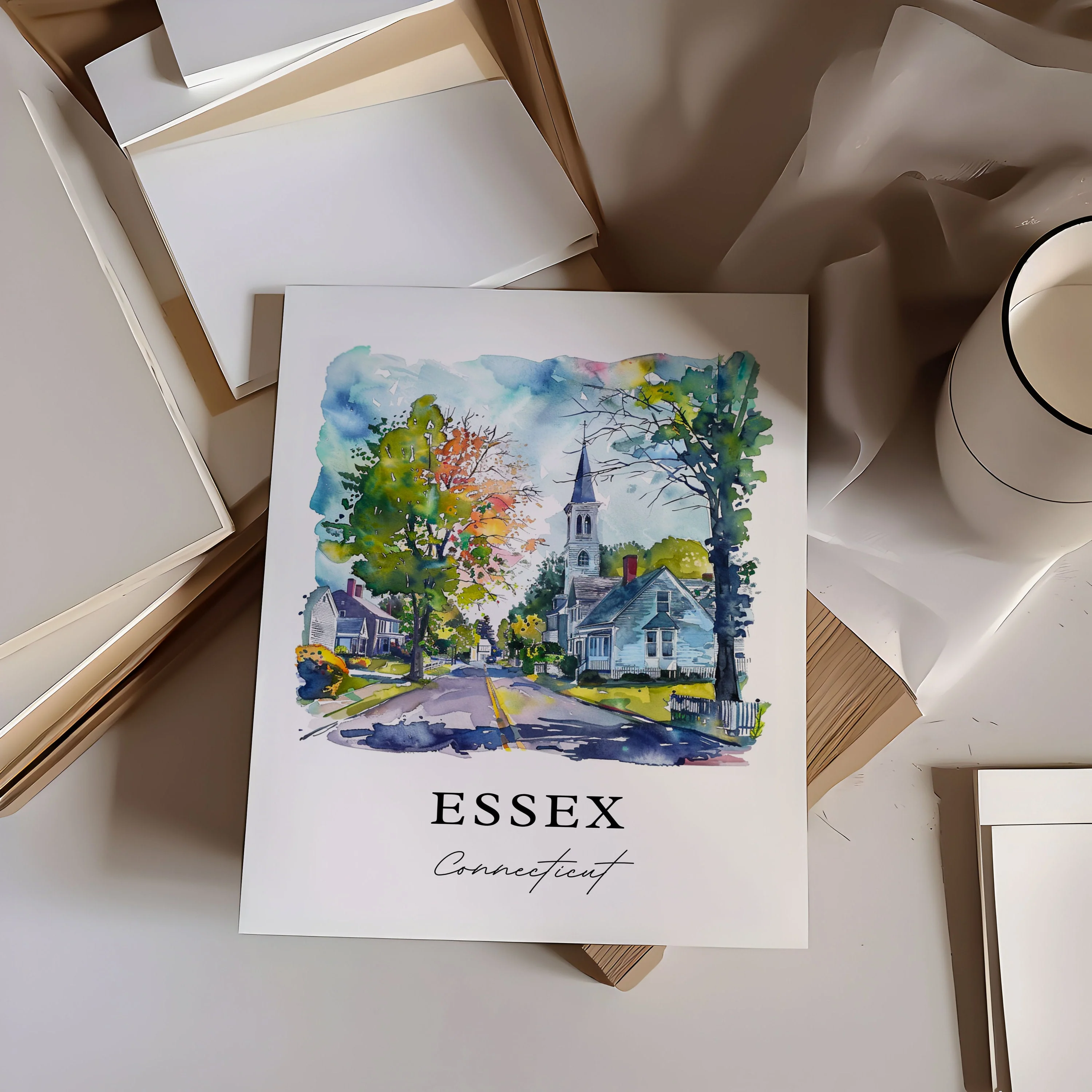 Essex, Connecticut, Connecticut – Watercolor Art Print - Image 2