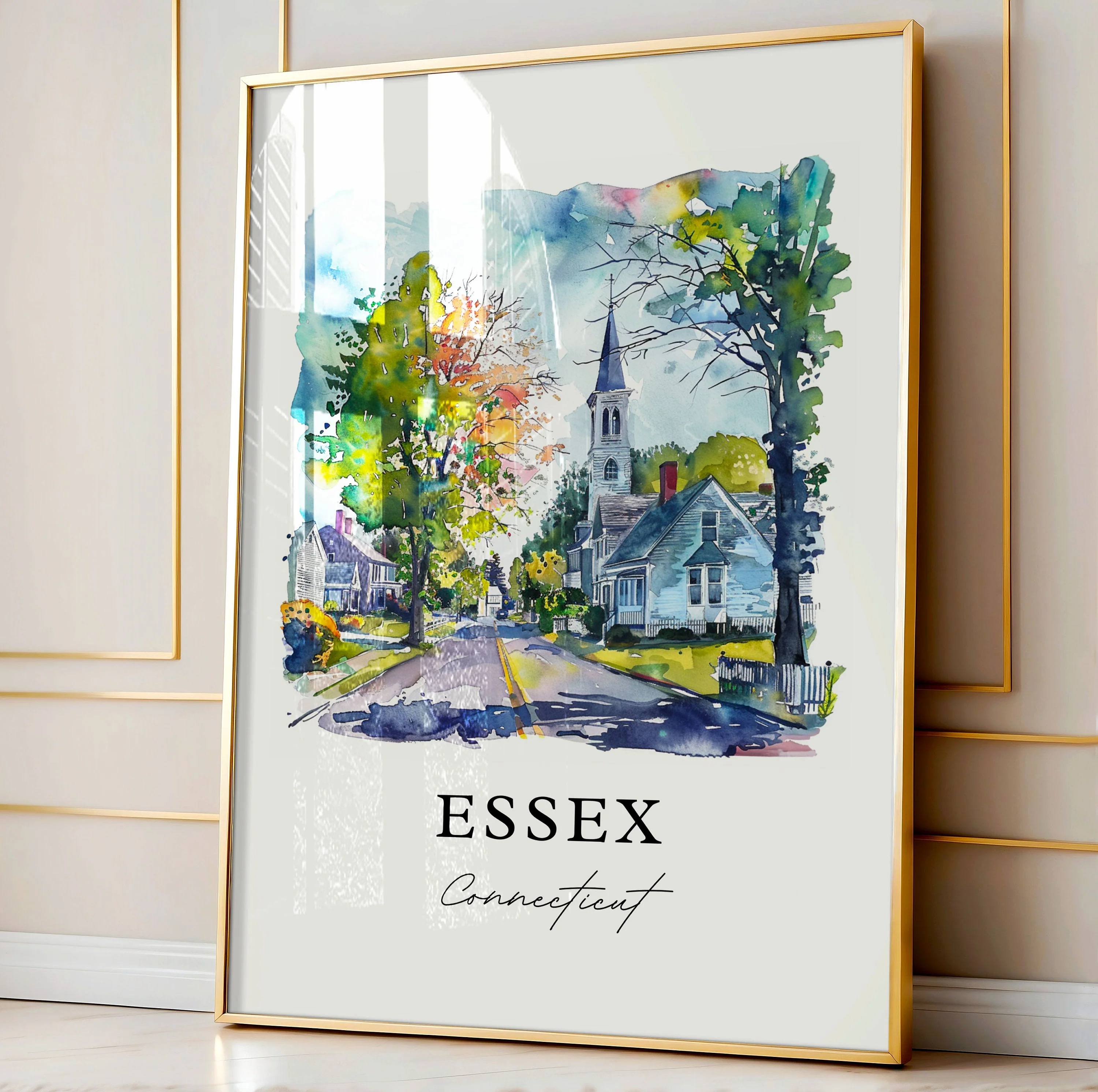 Essex, Connecticut, Connecticut – Watercolor Art Print - Image 4