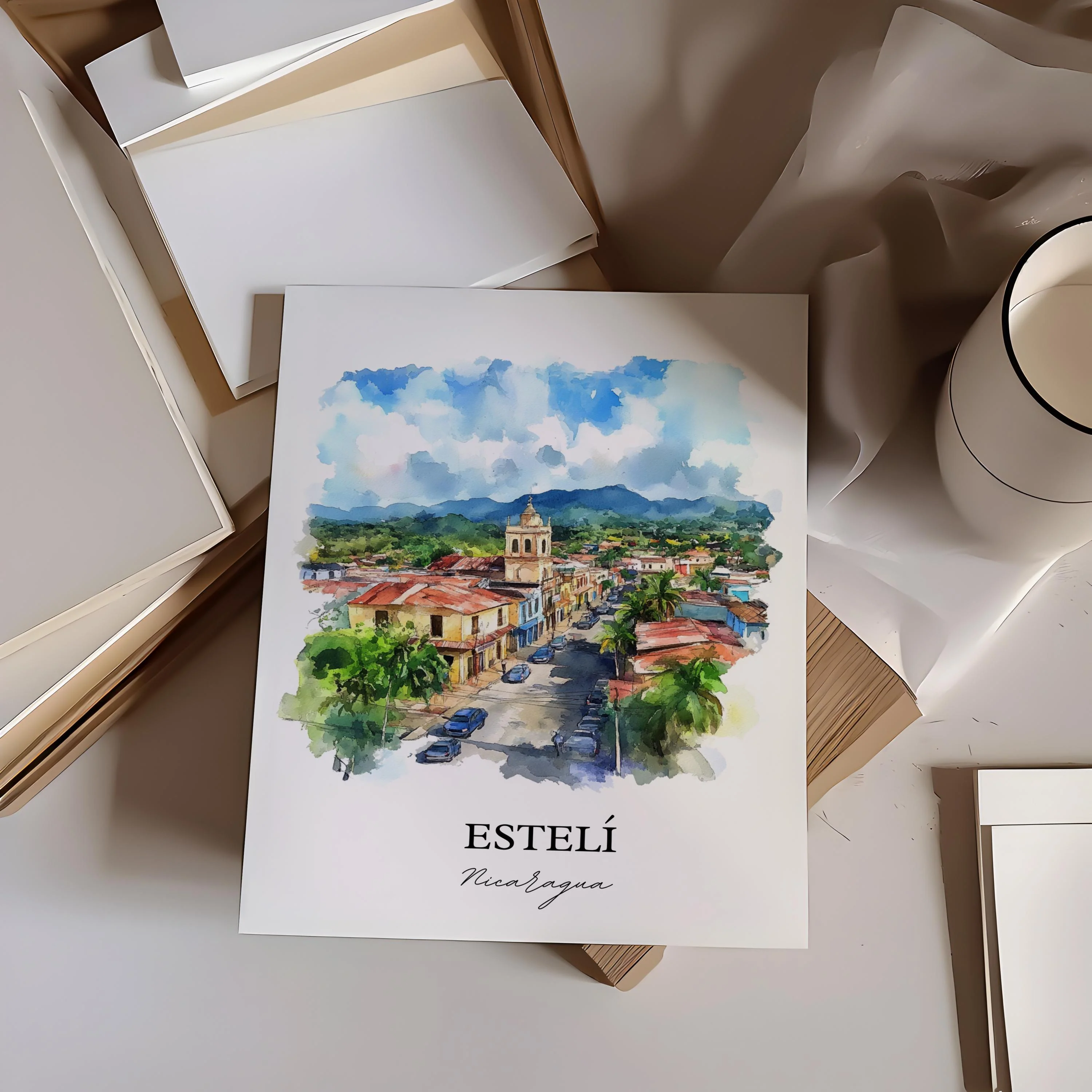 Estelí, Nicaragua – Watercolor Art Print - Image 6