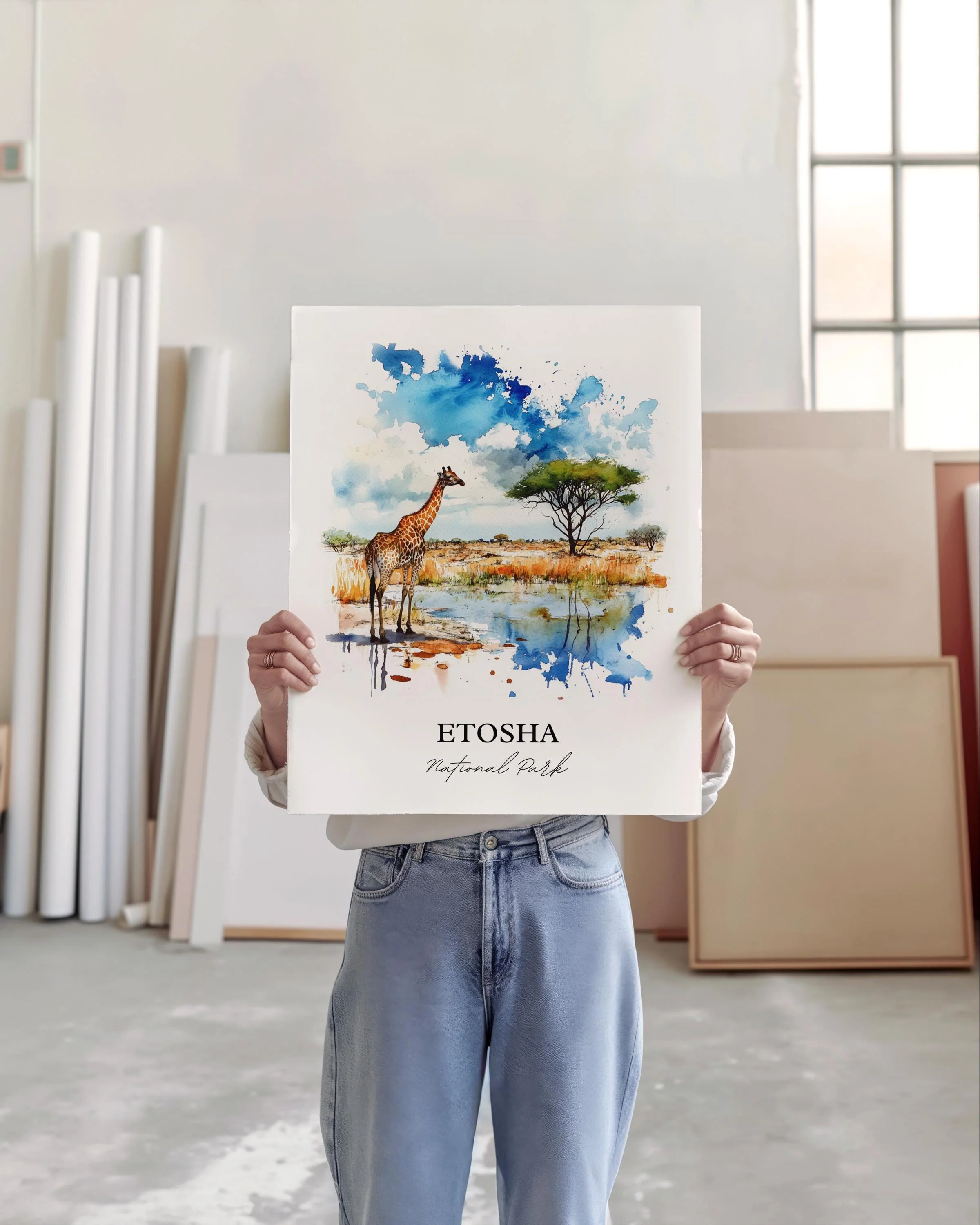 Etosha National Park, Namibia – Watercolor Art Print - Image 4