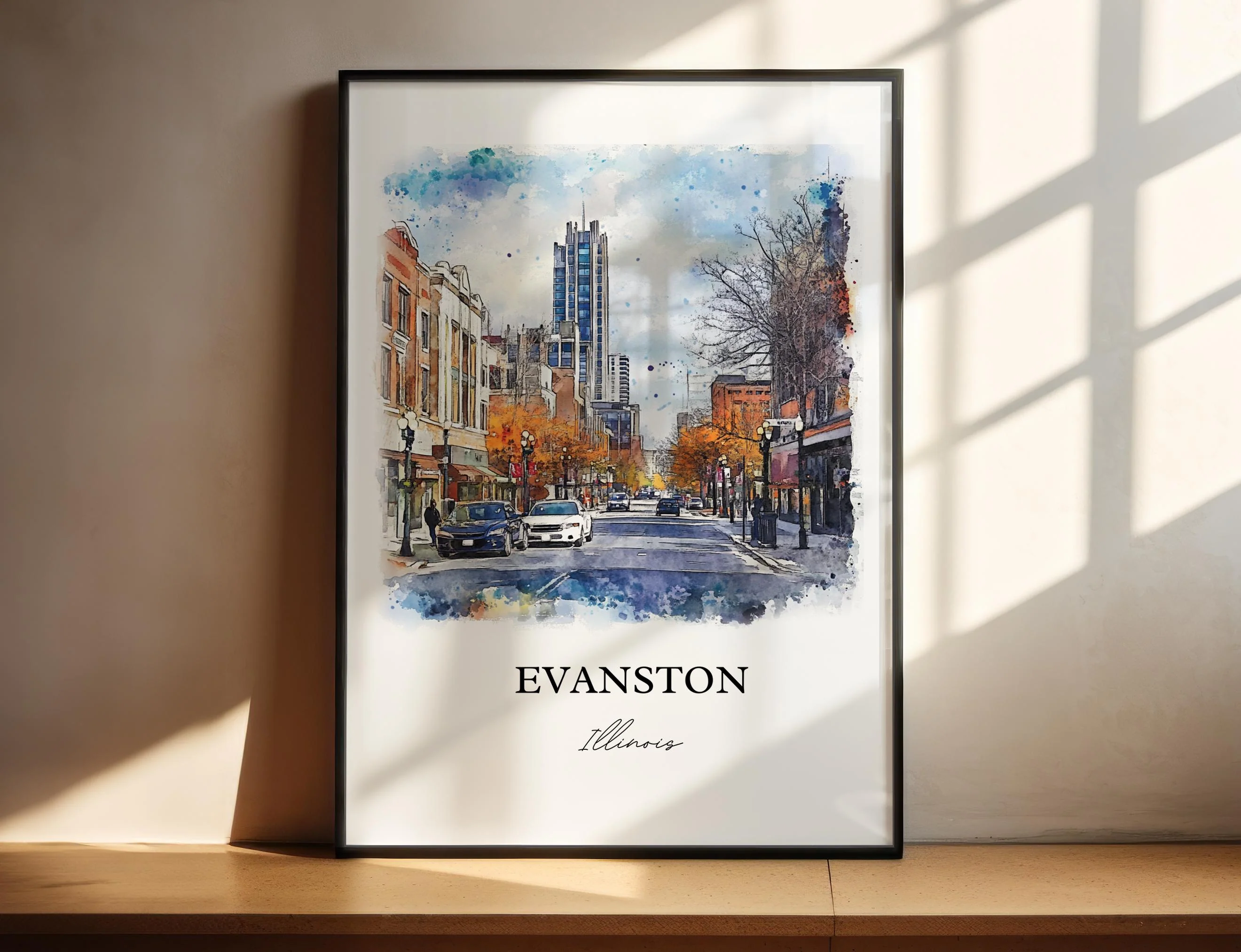 Evanston, IL, Illinois – Watercolor Art Print - Image 4