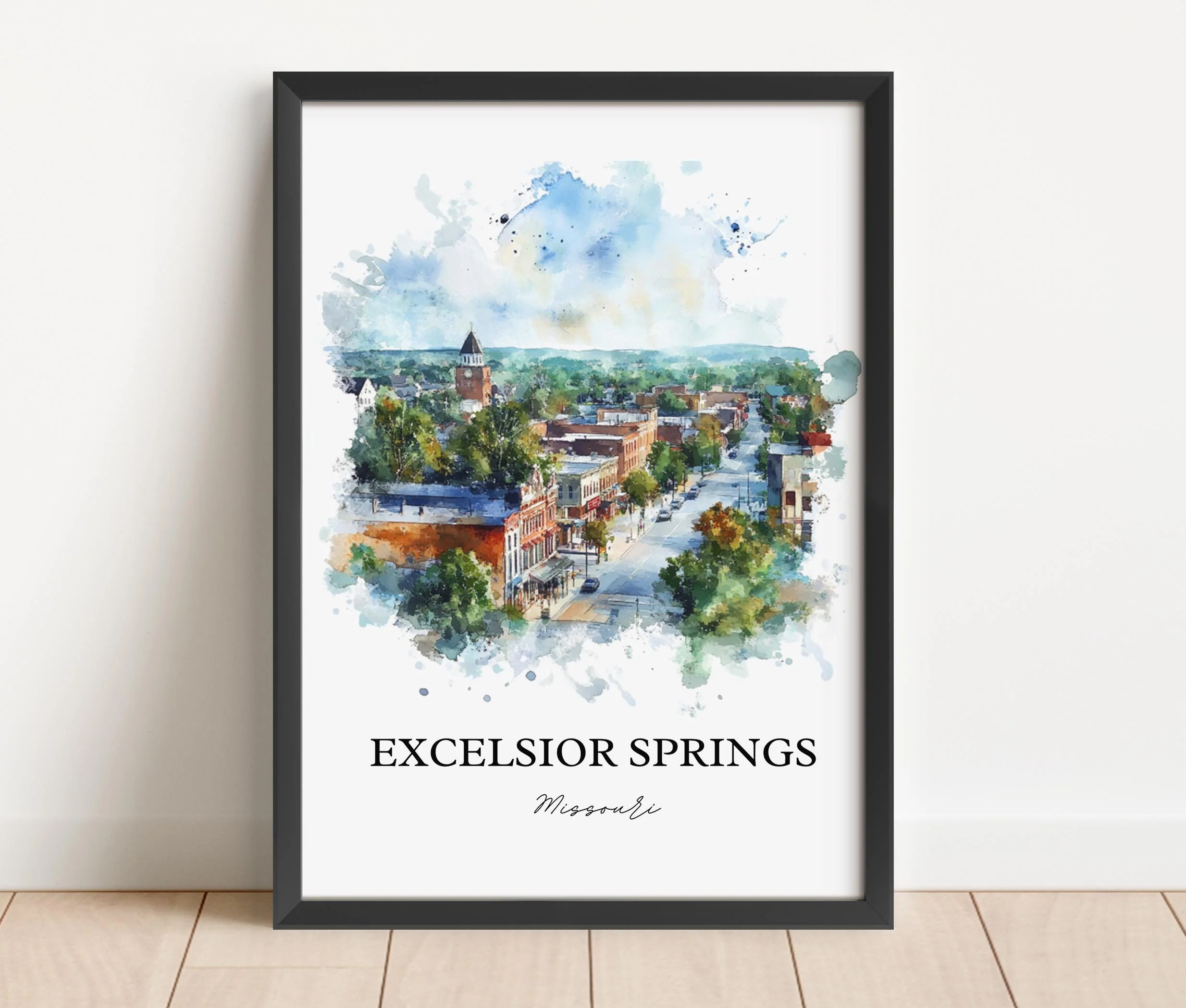 Excelsior Springs, Missouri, USA – Watercolor Art Print