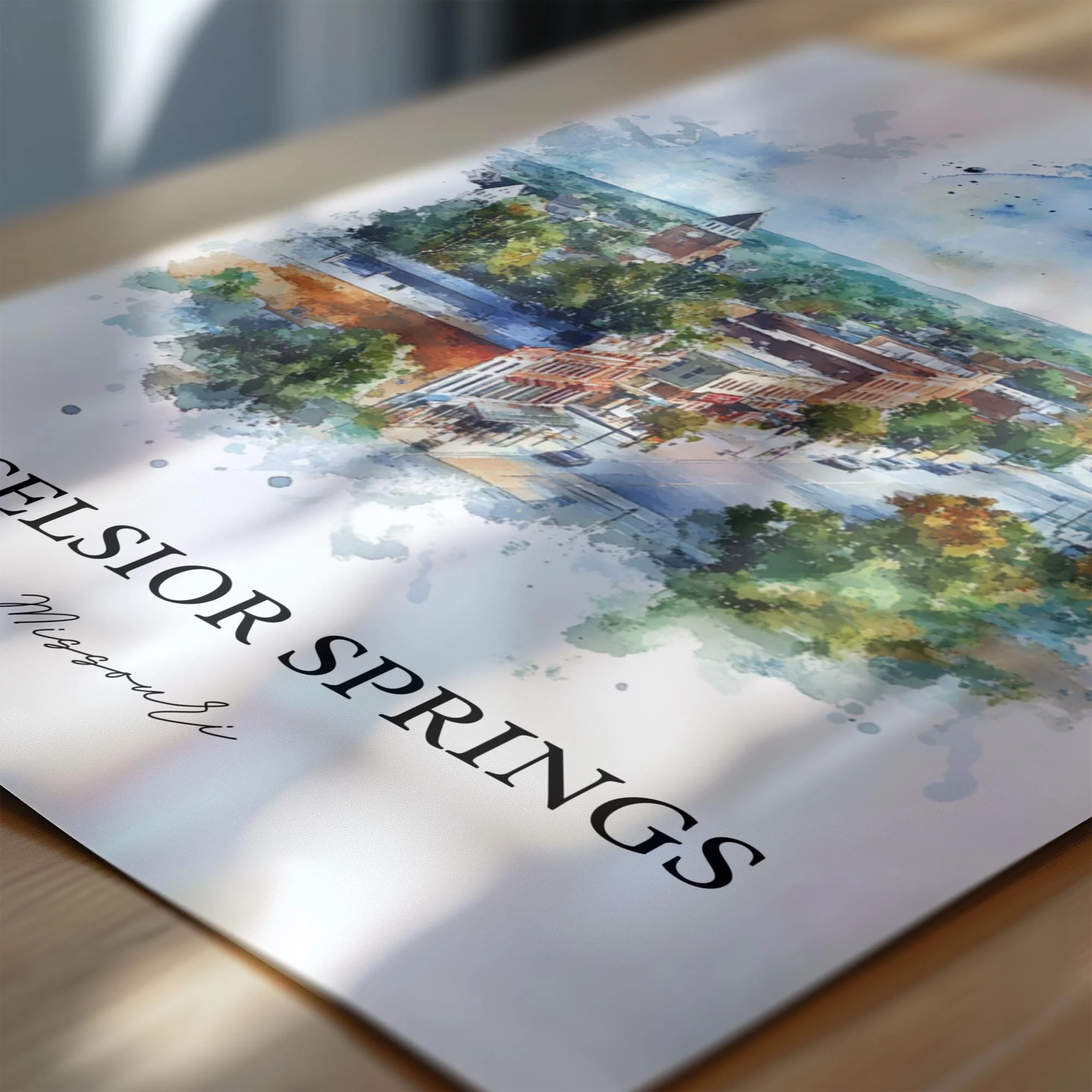 Excelsior Springs, Missouri, USA – Watercolor Art Print - Image 2