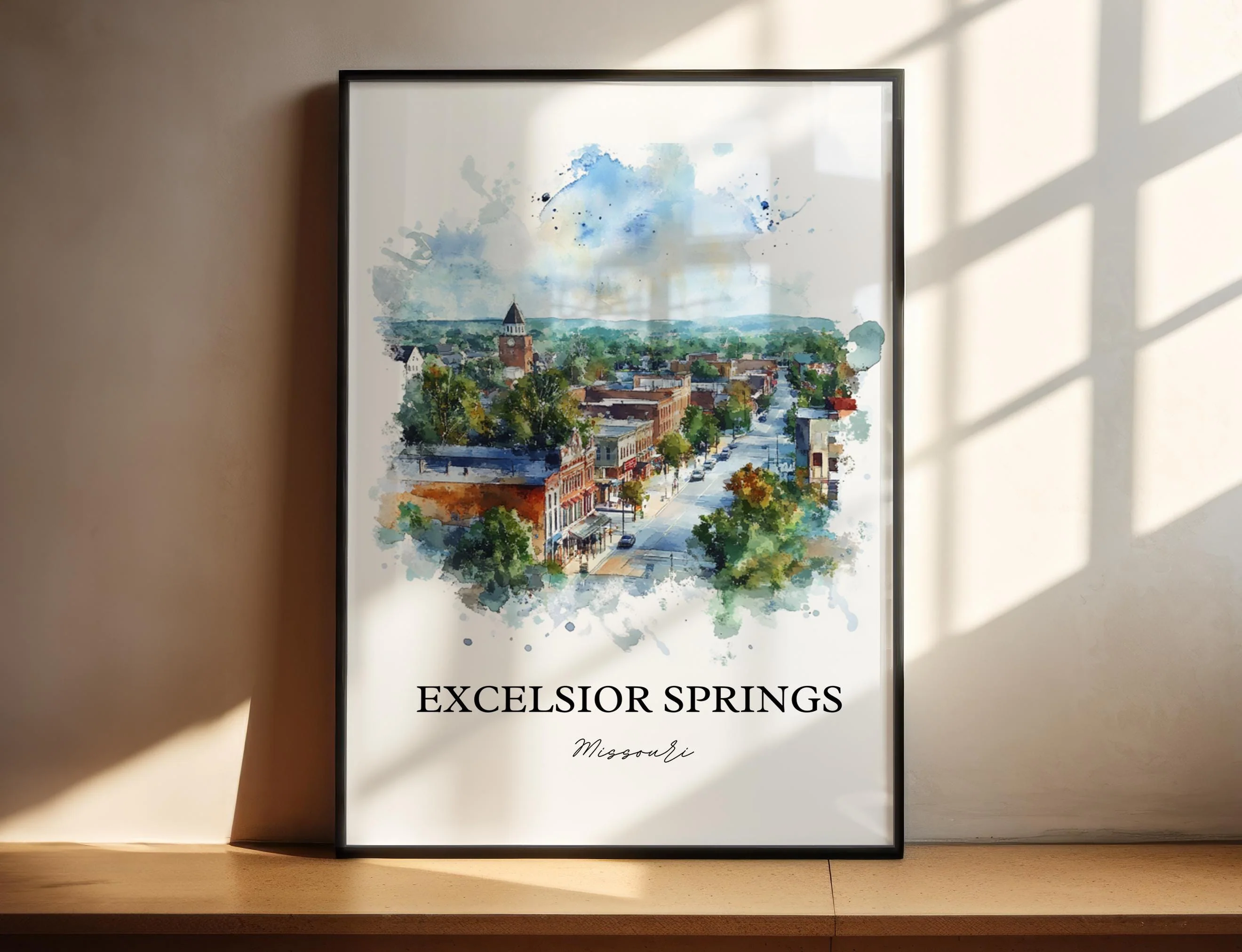 Excelsior Springs, Missouri, USA – Watercolor Art Print - Image 3