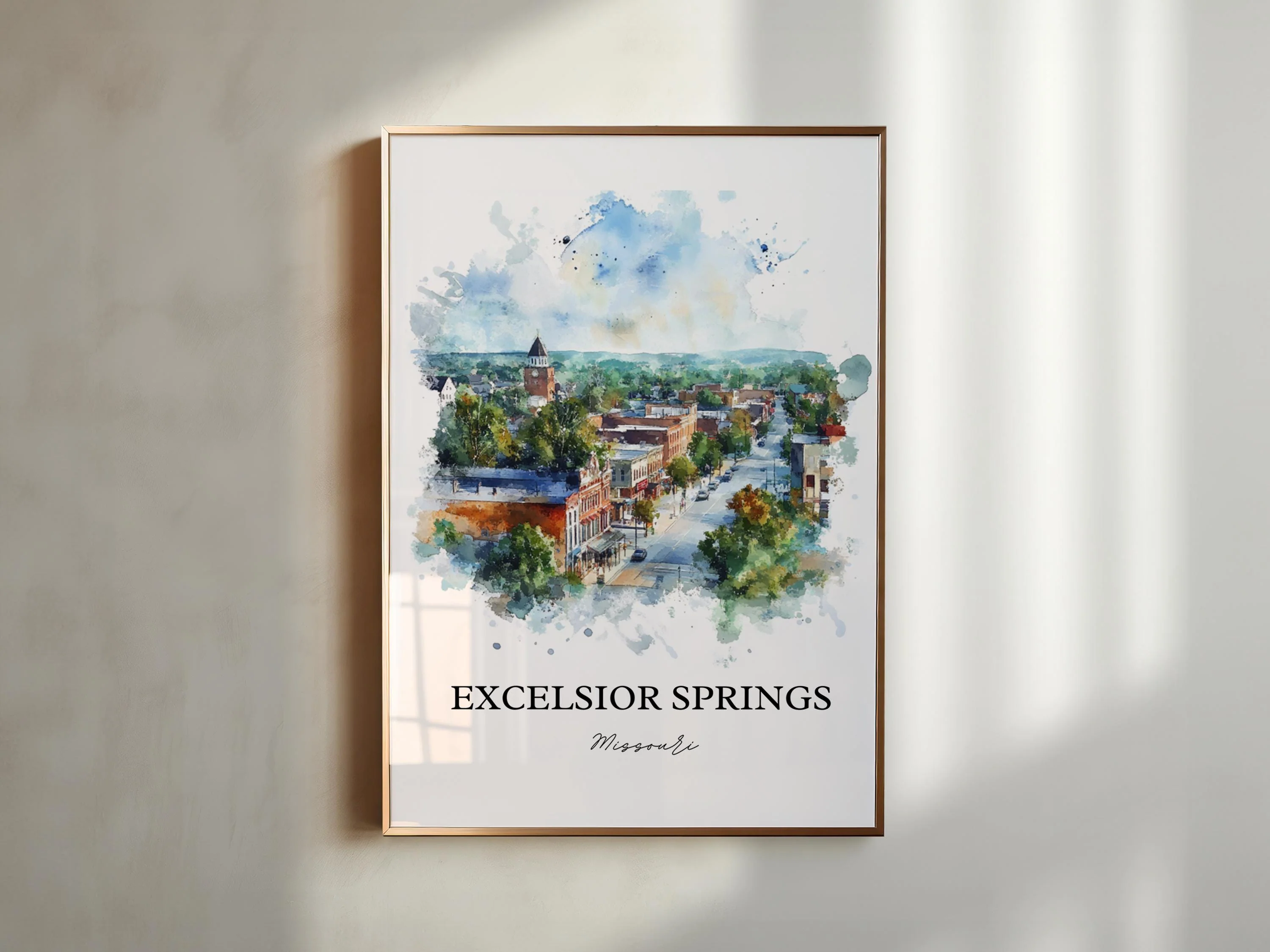 Excelsior Springs, Missouri, USA – Watercolor Art Print - Image 4
