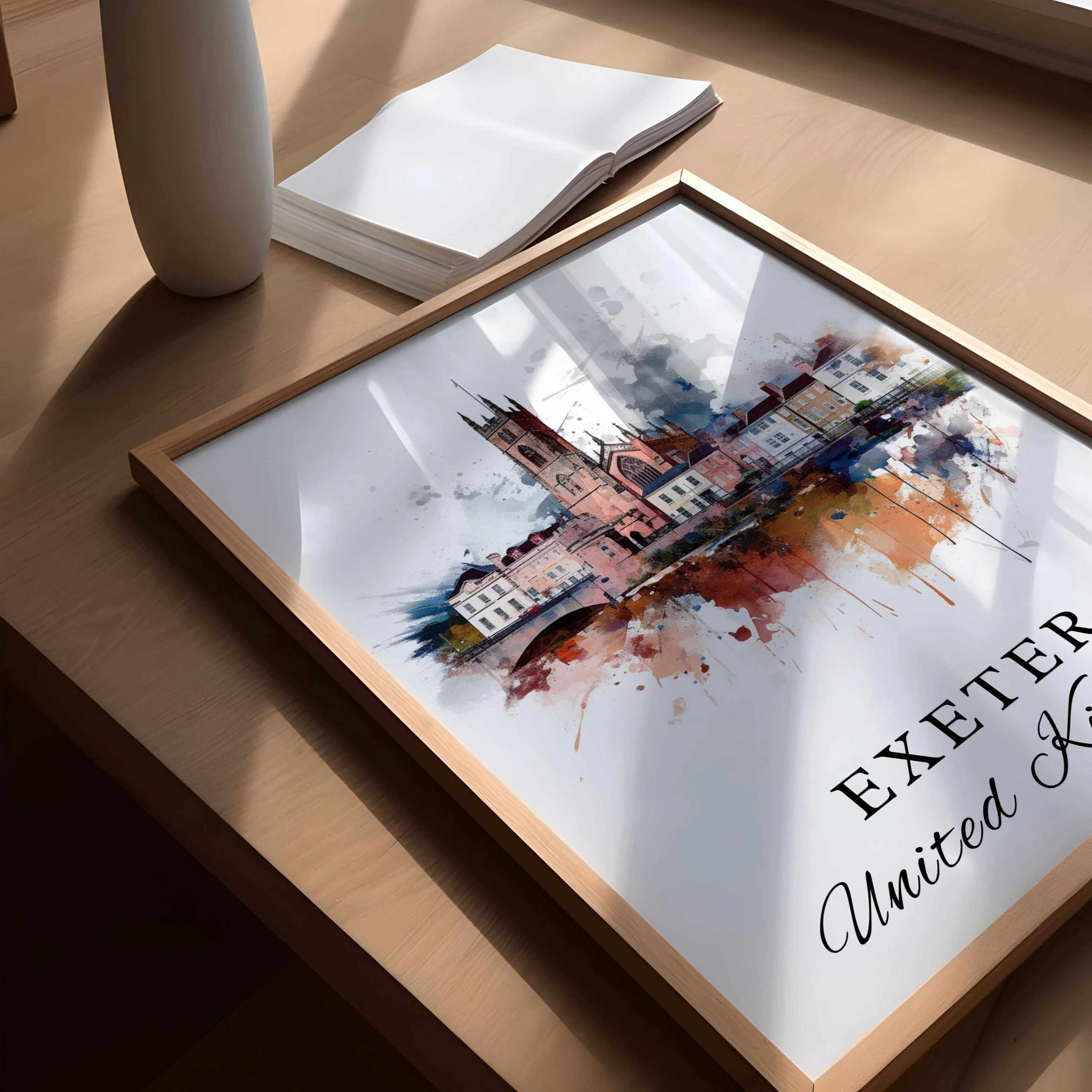 Exeter, England – Watercolor Art Print - Image 3