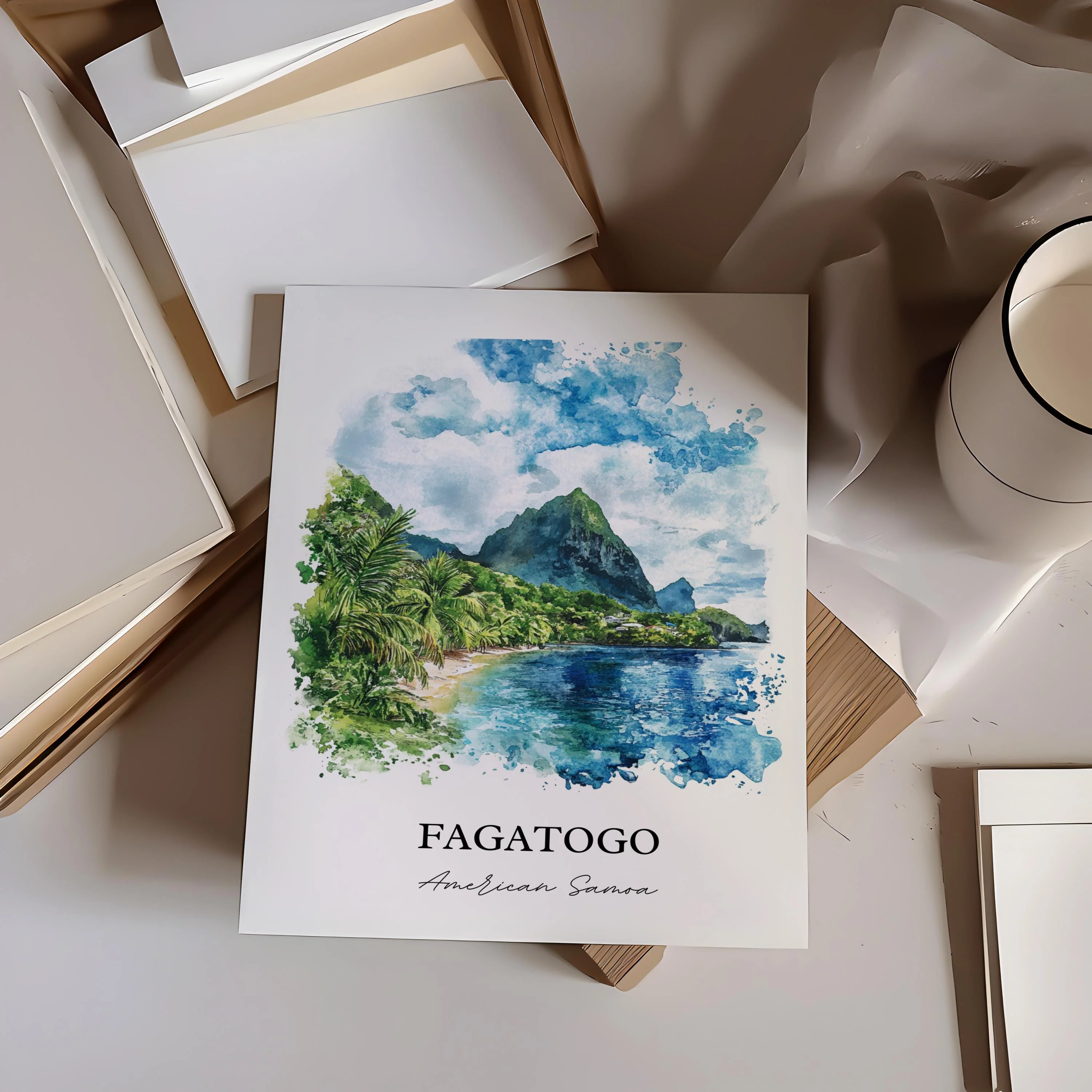 Fagatogo, American Samoa – Watercolor Art Print - Image 6